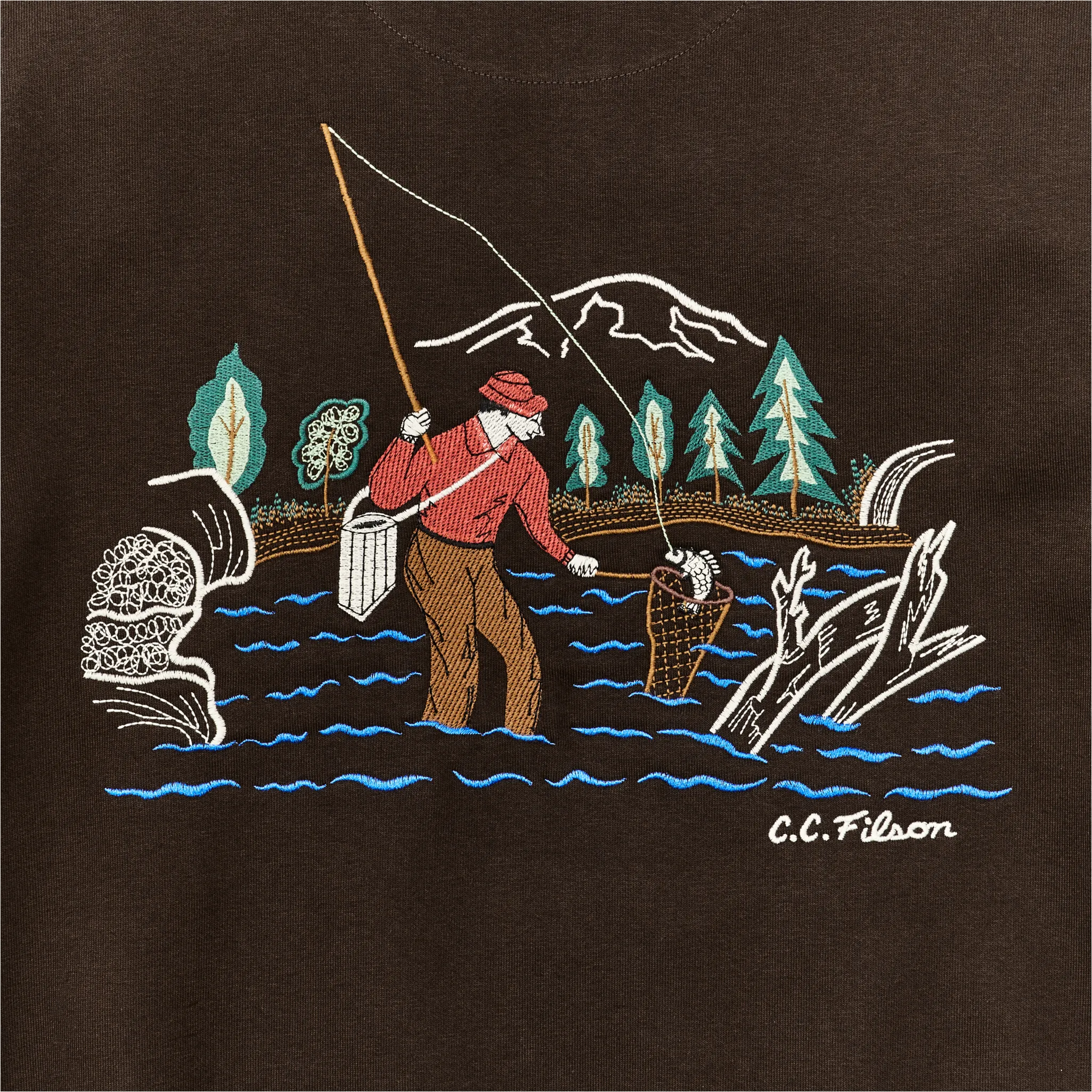 Prospector Embroidered Hoodie - Dark Brown / Fishing sold by Filson product image thumbnail 3
