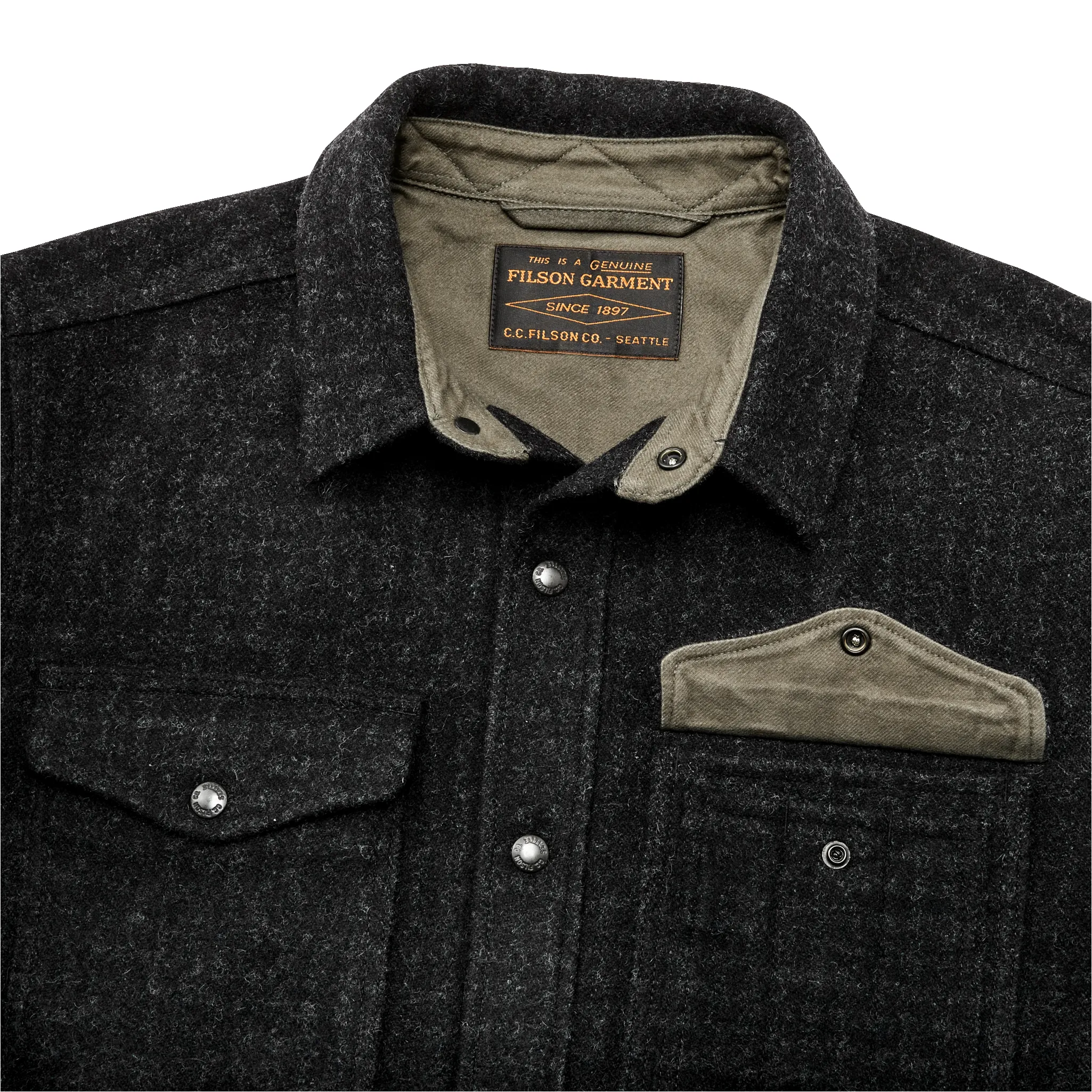 Lined Mackinaw Wool Jac Shirt - Black Marl / Heather Check sold by Filson product image thumbnail 3