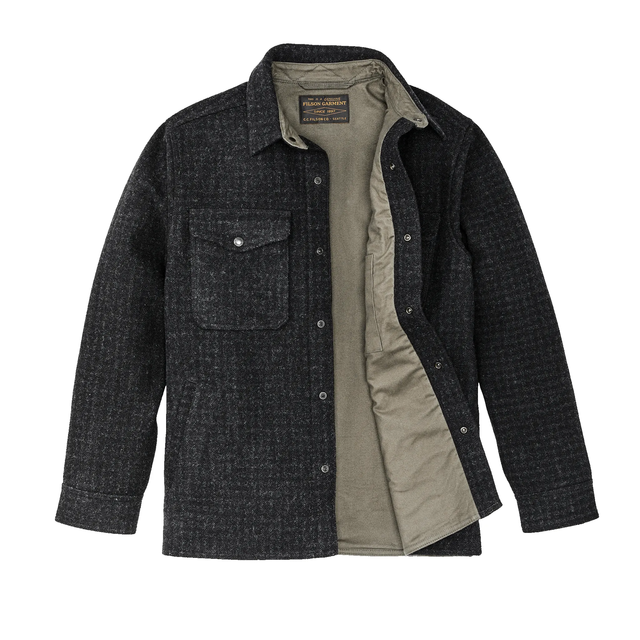 Lined Mackinaw Wool Jac Shirt - Black Marl / Heather Check sold by Filson product image thumbnail 5