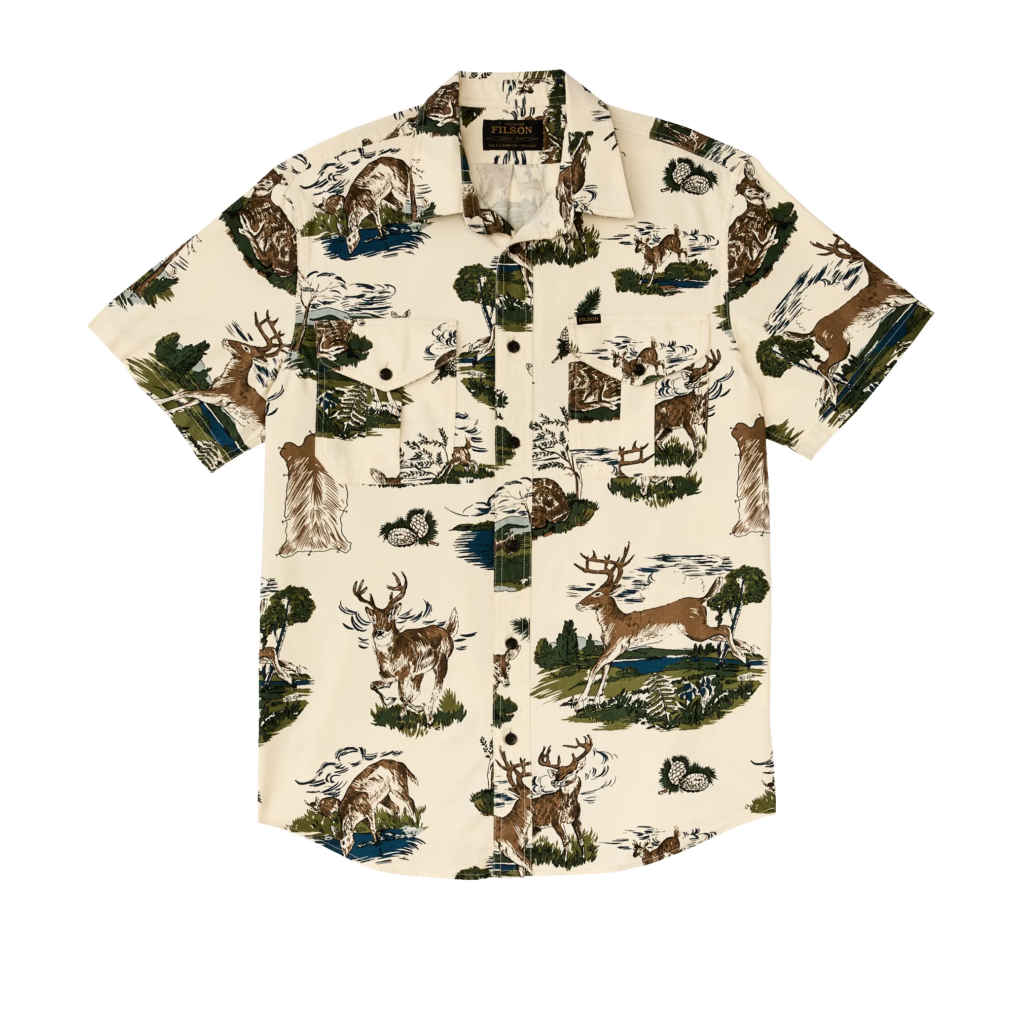 Short Sleeve Lightweight Alaskan Guide Shirt - Vintage White / Deer sold by Filson