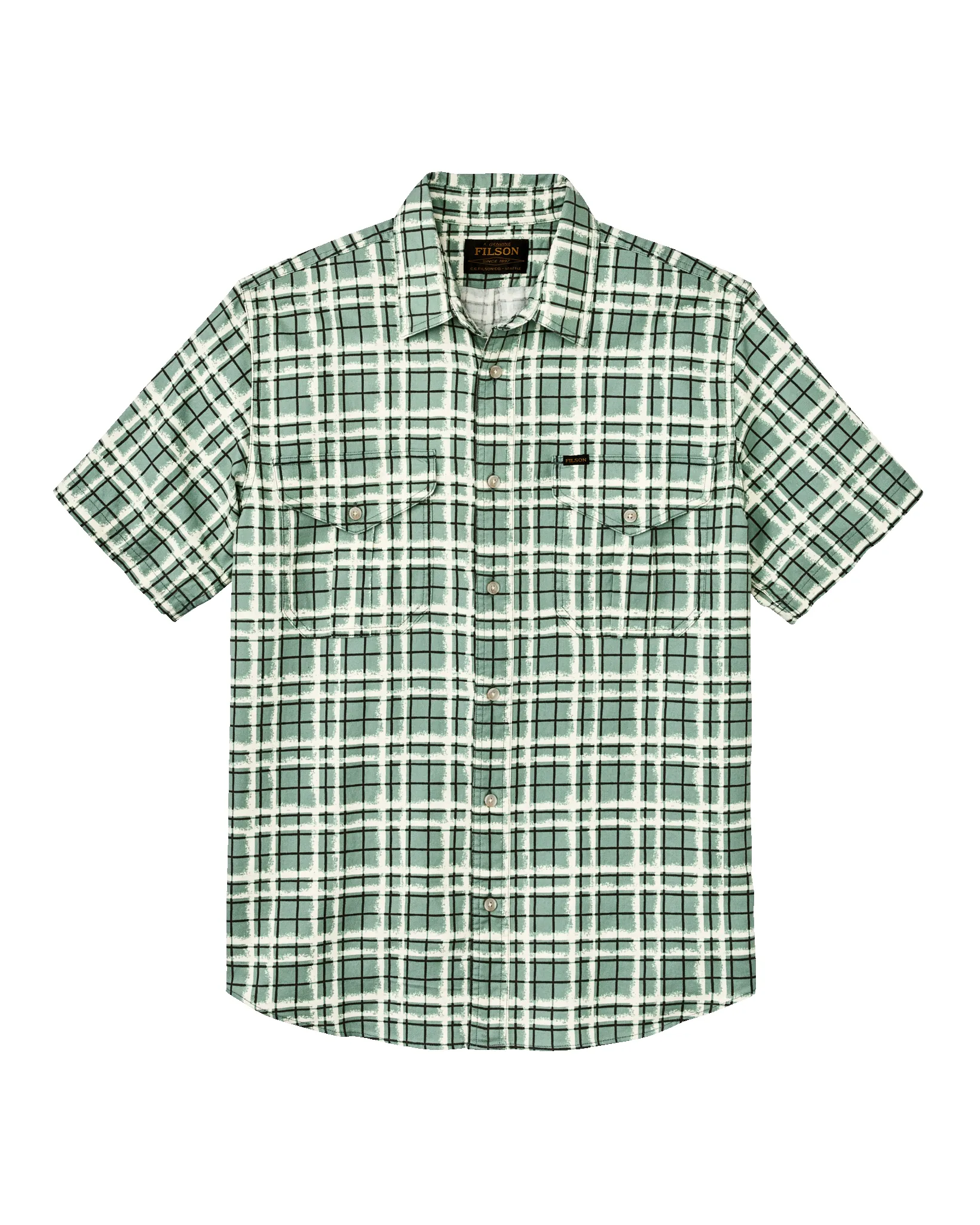 Short Sleeve Lightweight Alaskan Guide Shirt - Deep Sea / Speckle Plaid sold by Filson