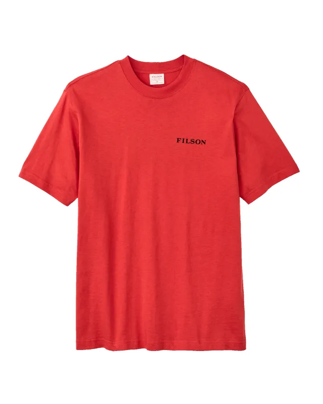 Frontier Logo T-shirt - Aurora Red / Scenic Mark sold by Filson