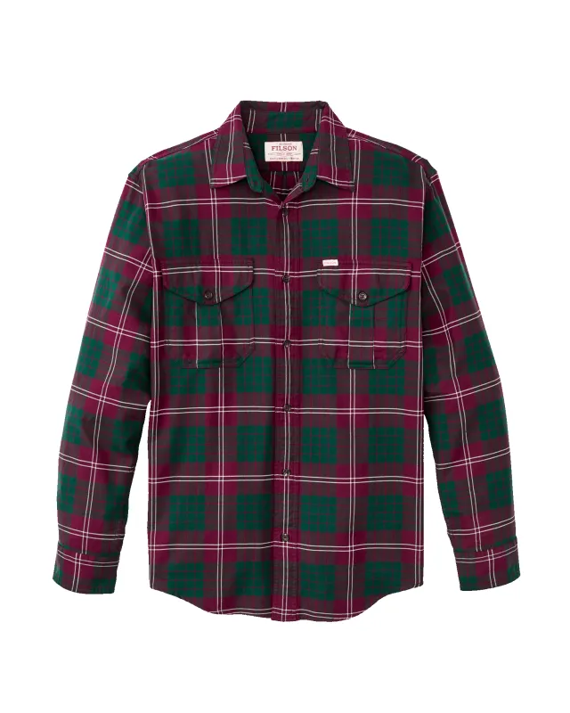 Lightweight Alaskan Guide Shirt - Green / Burgundy / Multi Plaid sold by Filson