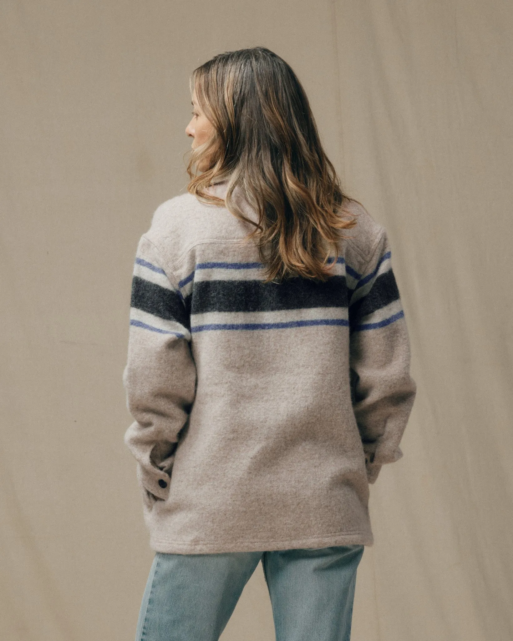 Women's Wool Overshirt - Gray / Black Blanket Stripe sold by Filson product image thumbnail 2