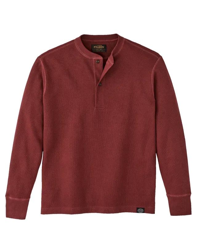 Waffle Knit Henley - Fired Brick sold by Filson