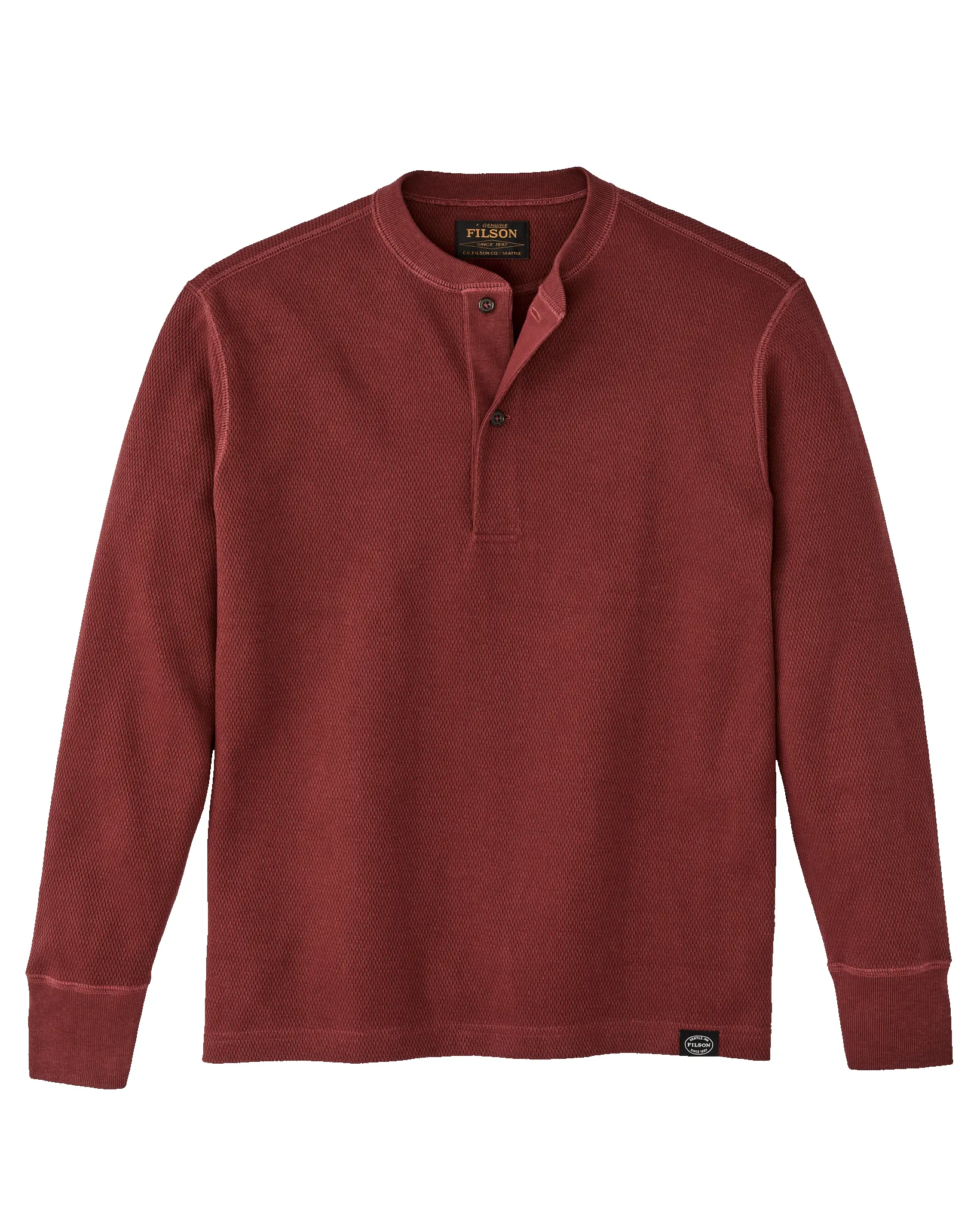 Waffle Knit Henley - Fired Brick sold by Filson