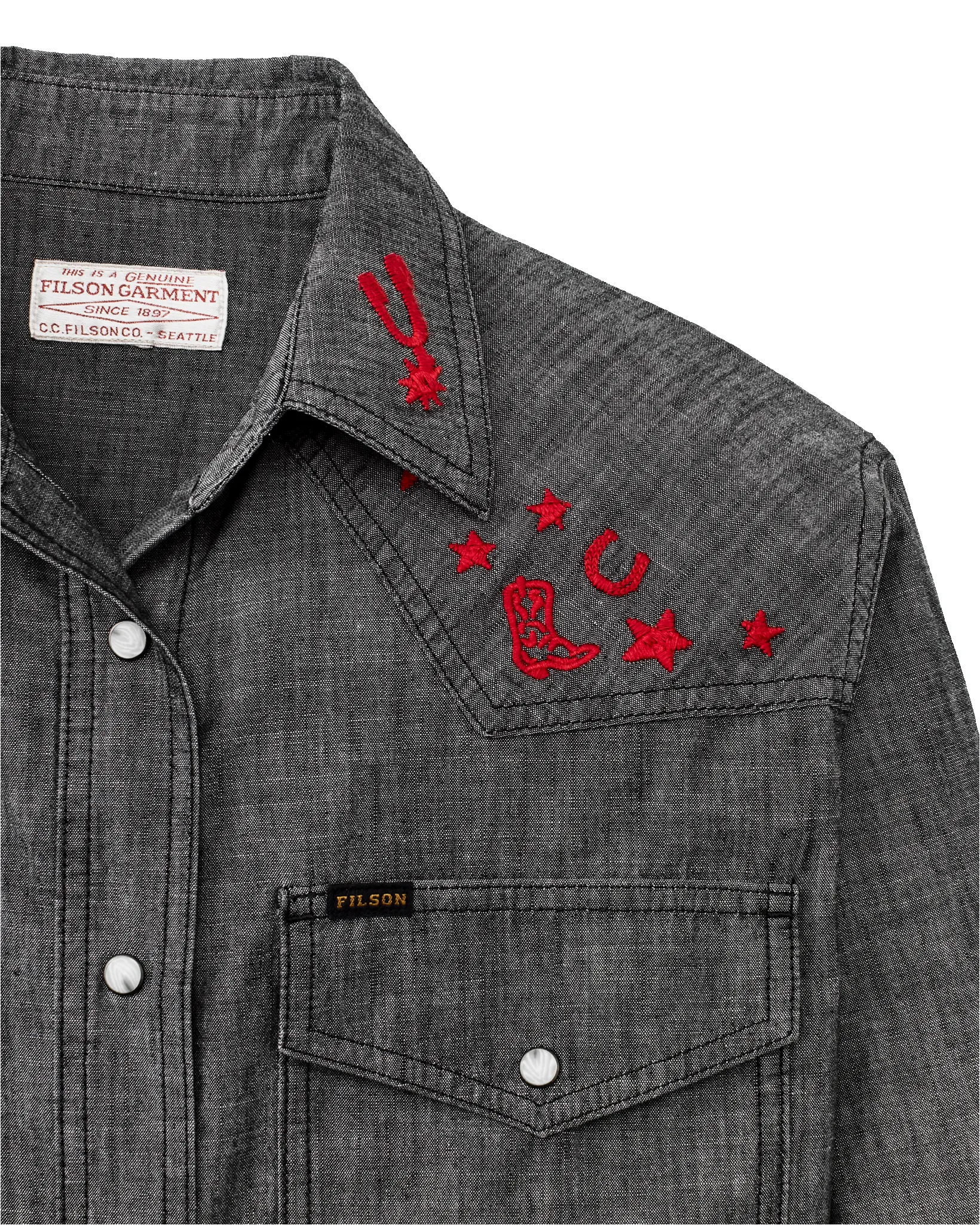 Women's Embroidered Western Shirt - Black Chambray / Western sold by Filson product image thumbnail 4