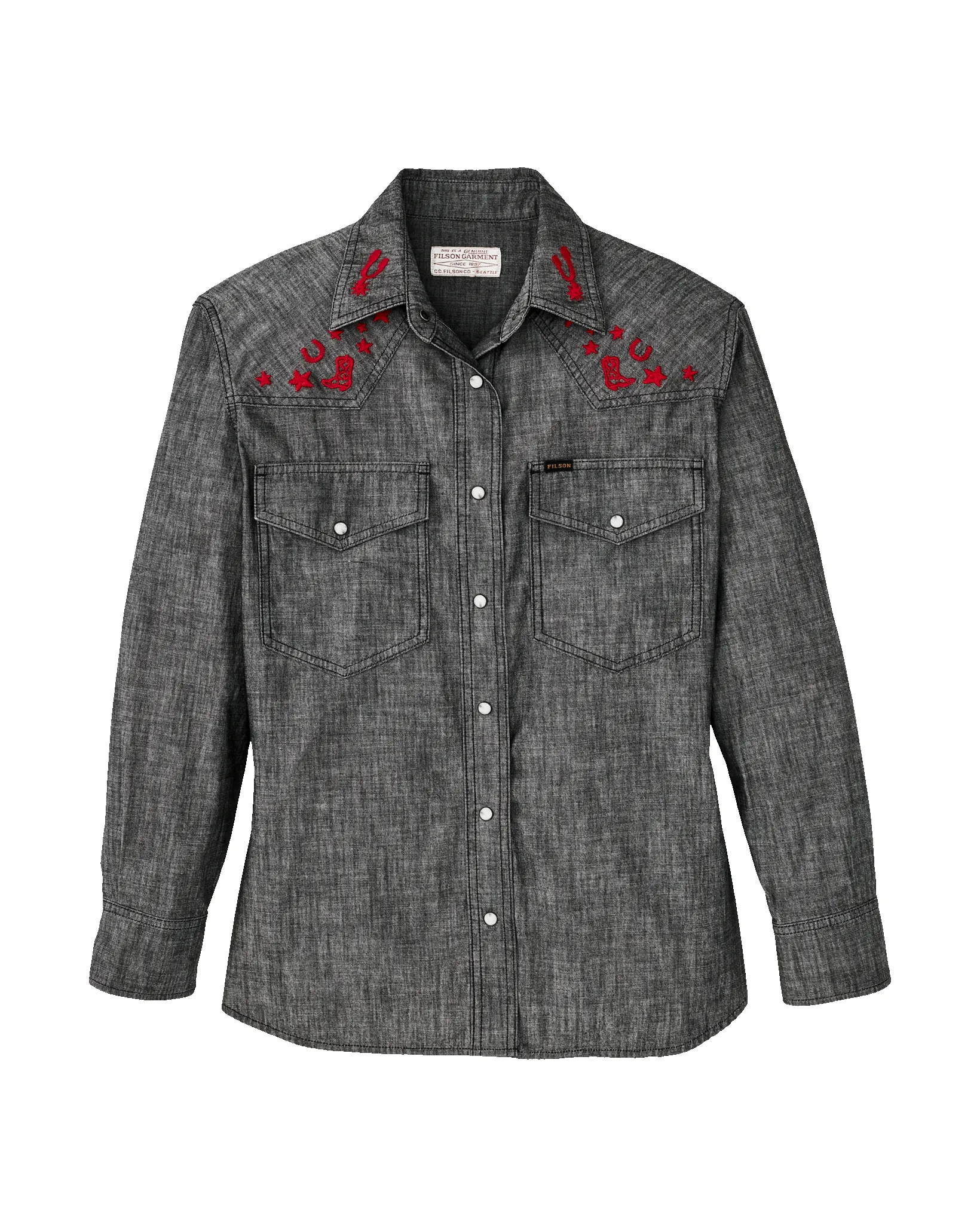 Women's Embroidered Western Shirt - Black Chambray / Western sold by Filson