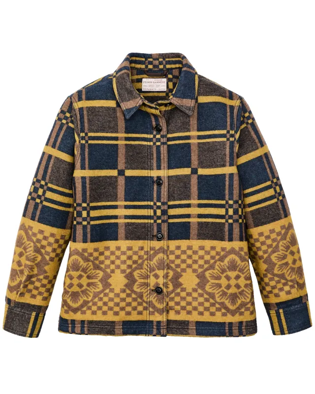 Women's Blanket Wool Overshirt - Flower Blanket Plaid / Bronze Brown made by Filson