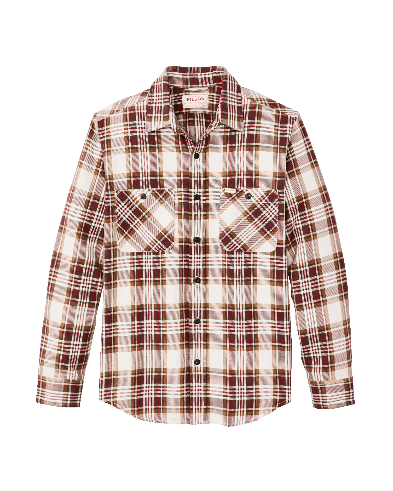 The Rangeland Flannel Shirt - Red / Brown Plaid sold by Filson