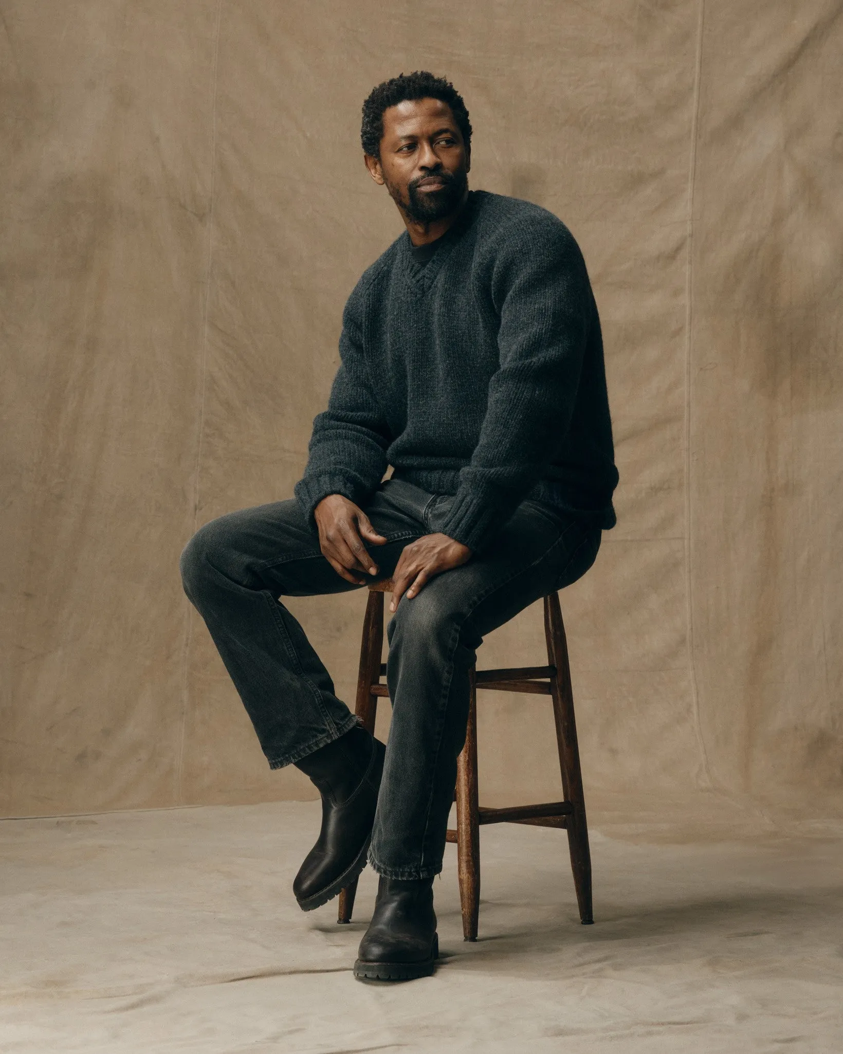 3-gauge Alpaca Blend Sweater - Black Heather sold by Filson