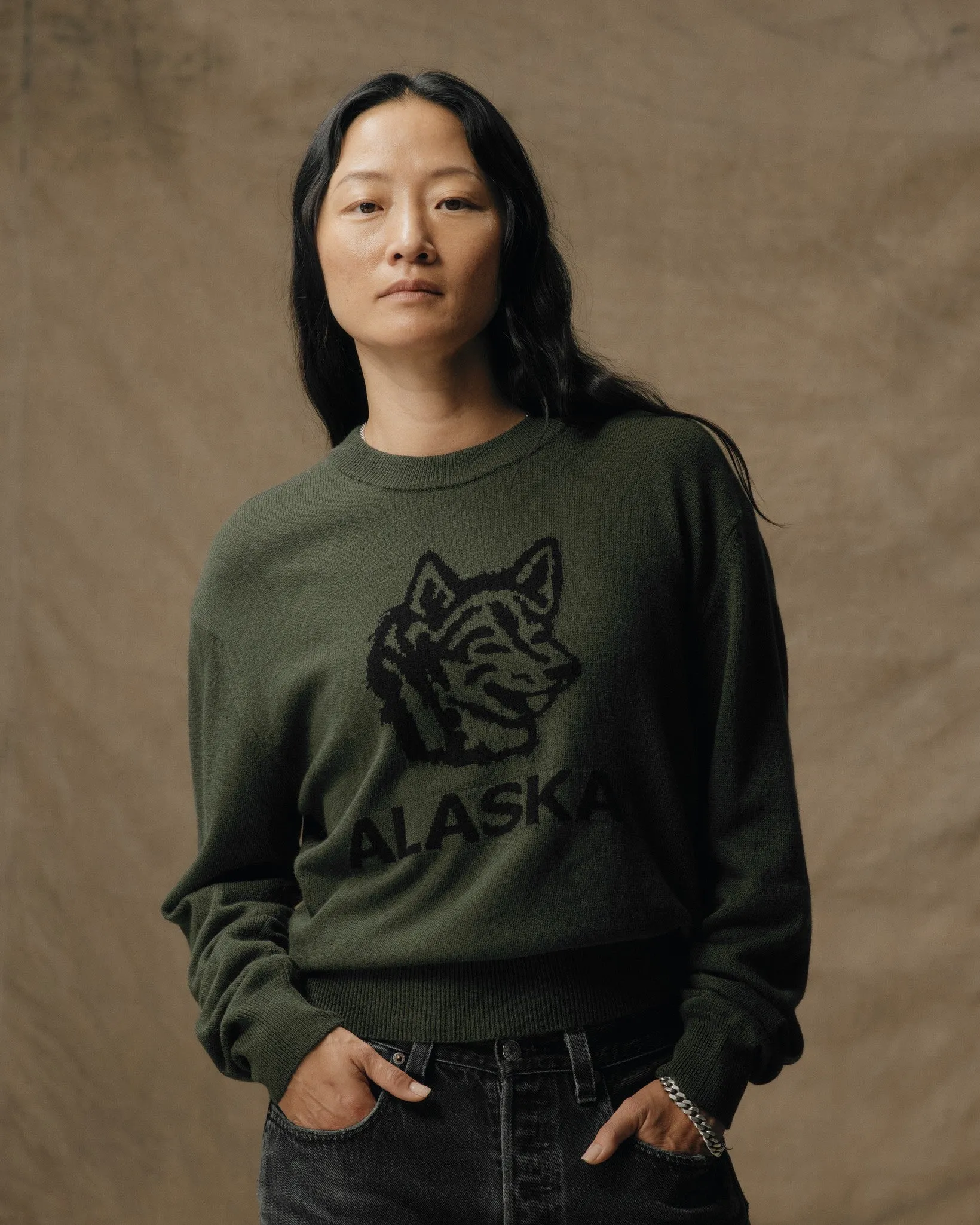 Women's Graphic Wool Sweater - Olive sold by Filson