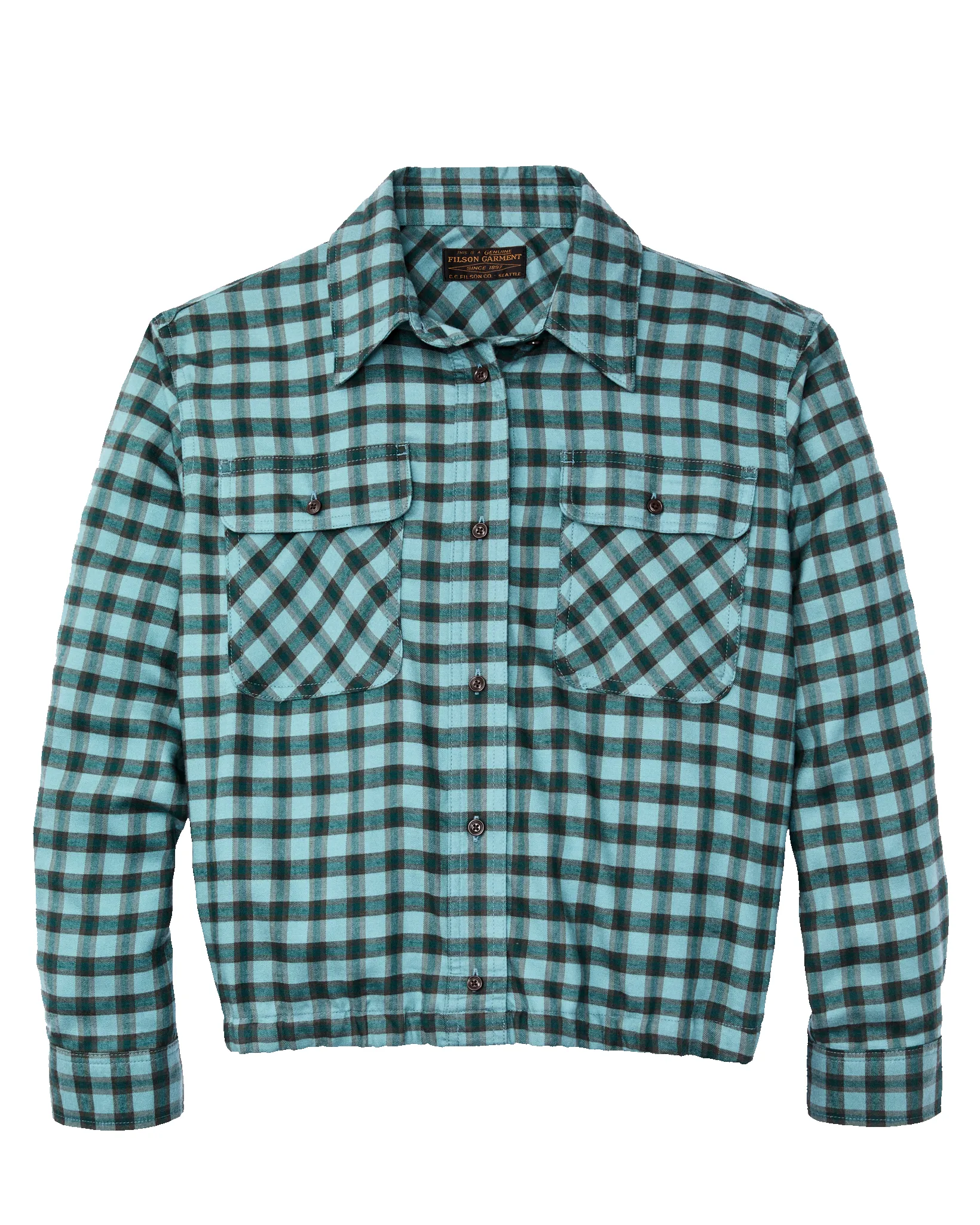 Women's Gathered Hem Shirt - Blue / Navy Plaid sold by Filson