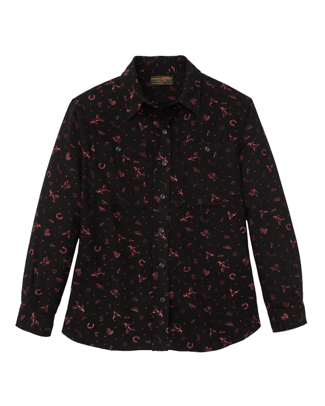 The Women's Rangeland Flannel Shirt - Black / Red Western sold by Filson