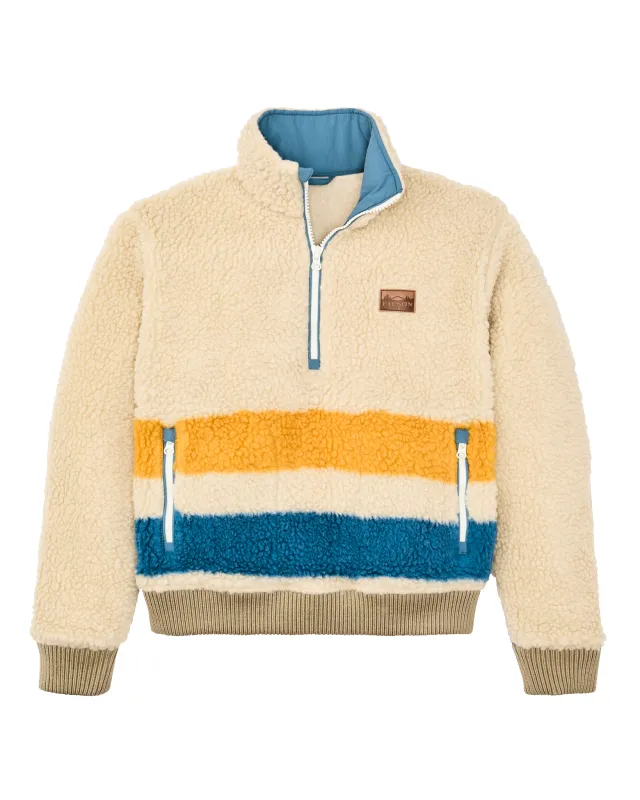 Women's Pile Fleece Popover - Yellow / Blue Blanket Stripe sold by Filson