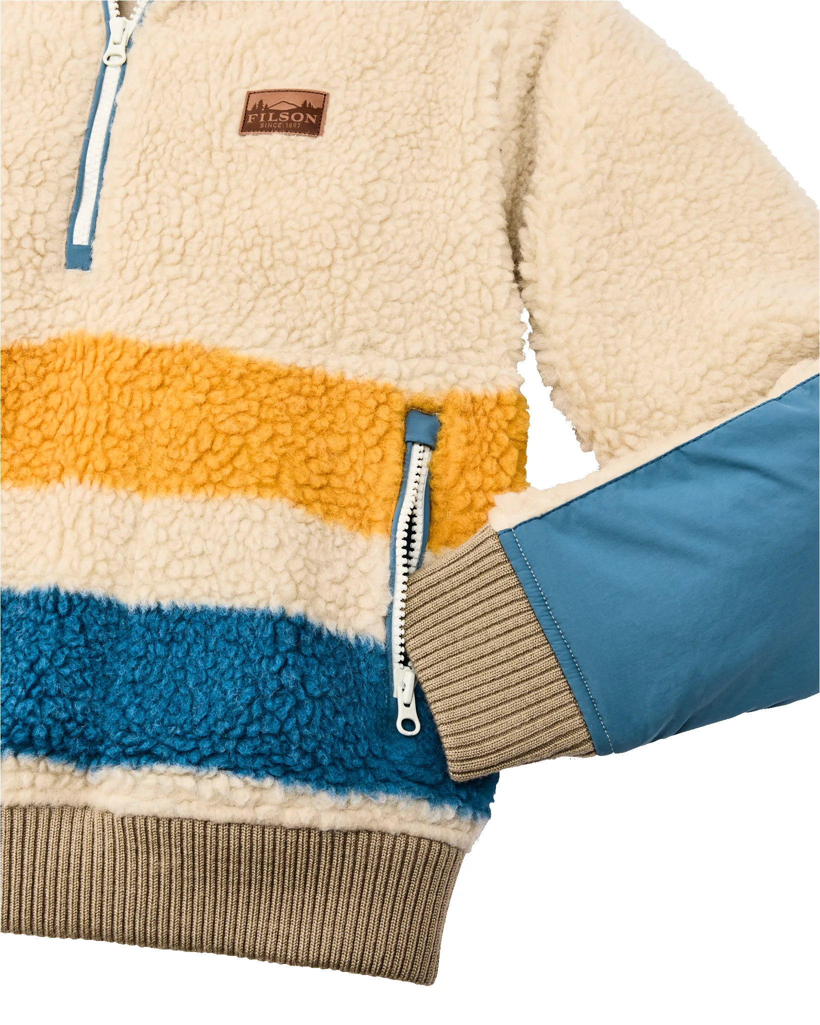 Women's Pile Fleece Popover - Yellow / Blue Blanket Stripe sold by Filson product image thumbnail 3