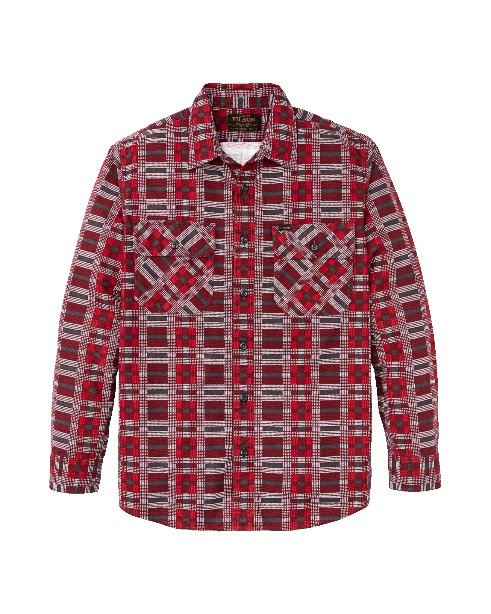 Field Flannel Shirt - Burgundy / Red Plaid sold by Filson
