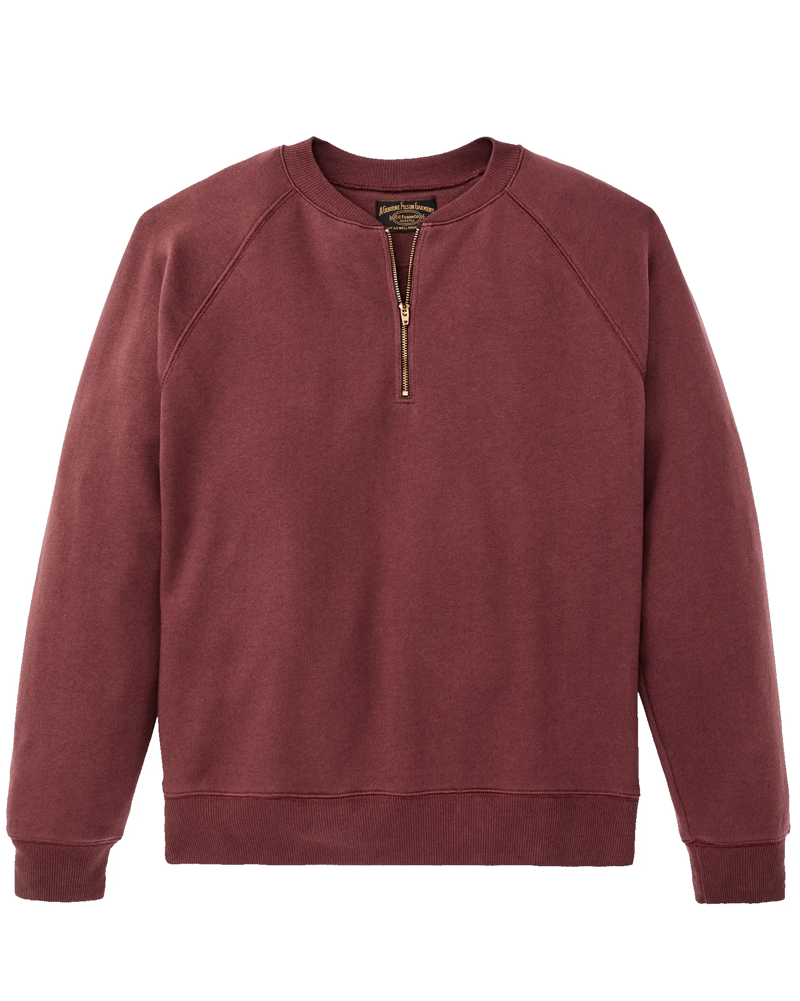 Quarter-zip Terry Sweatshirt - Wine sold by Filson