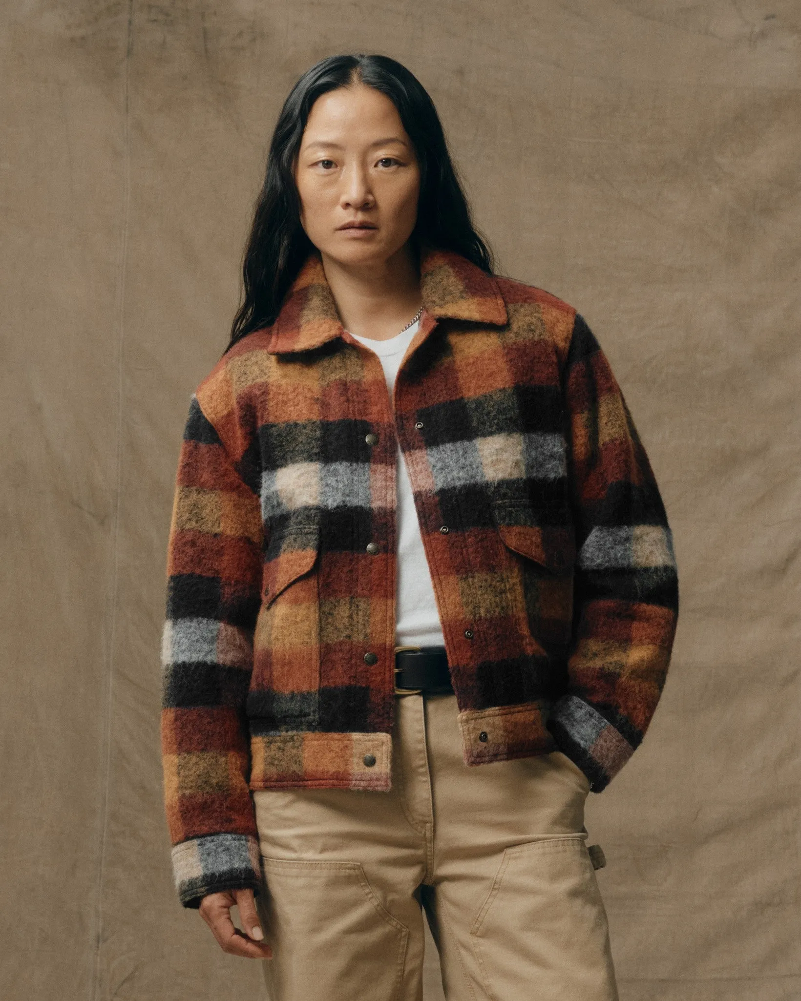 Women's Blanket Wool Heritage Jacket - Red / Orange / Black Plaid sold by Filson