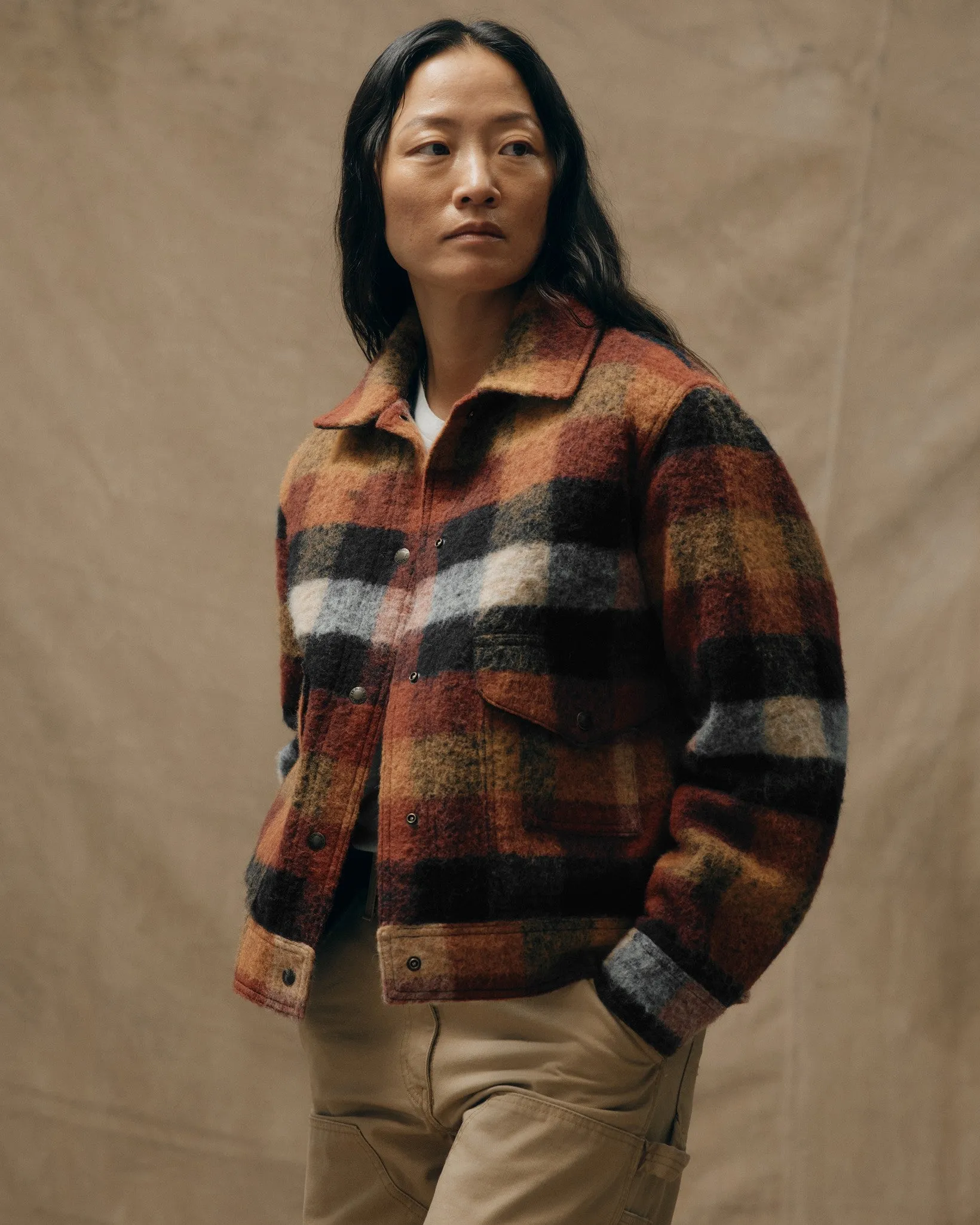 Women's Blanket Wool Heritage Jacket - Red / Orange / Black Plaid sold by Filson product image thumbnail 4