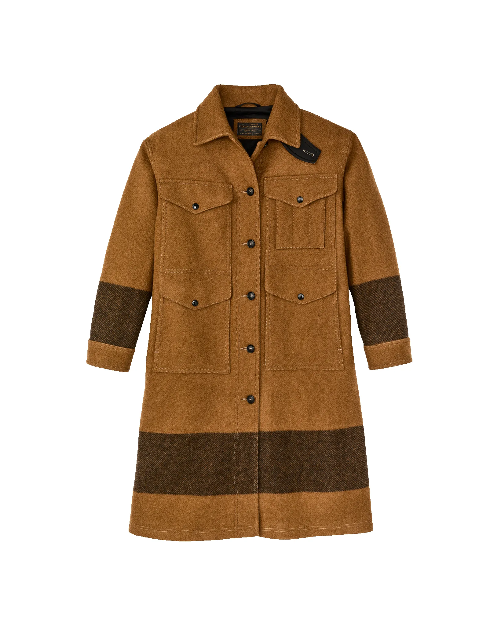 Women's Wool Long Cruiser Coat - Whiskey / Black Stripe sold by Filson product image thumbnail 3