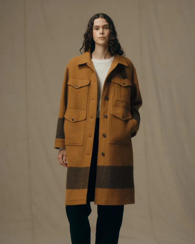 Women's Wool Long Cruiser Coat - Whiskey / Black Stripe sold by Filson