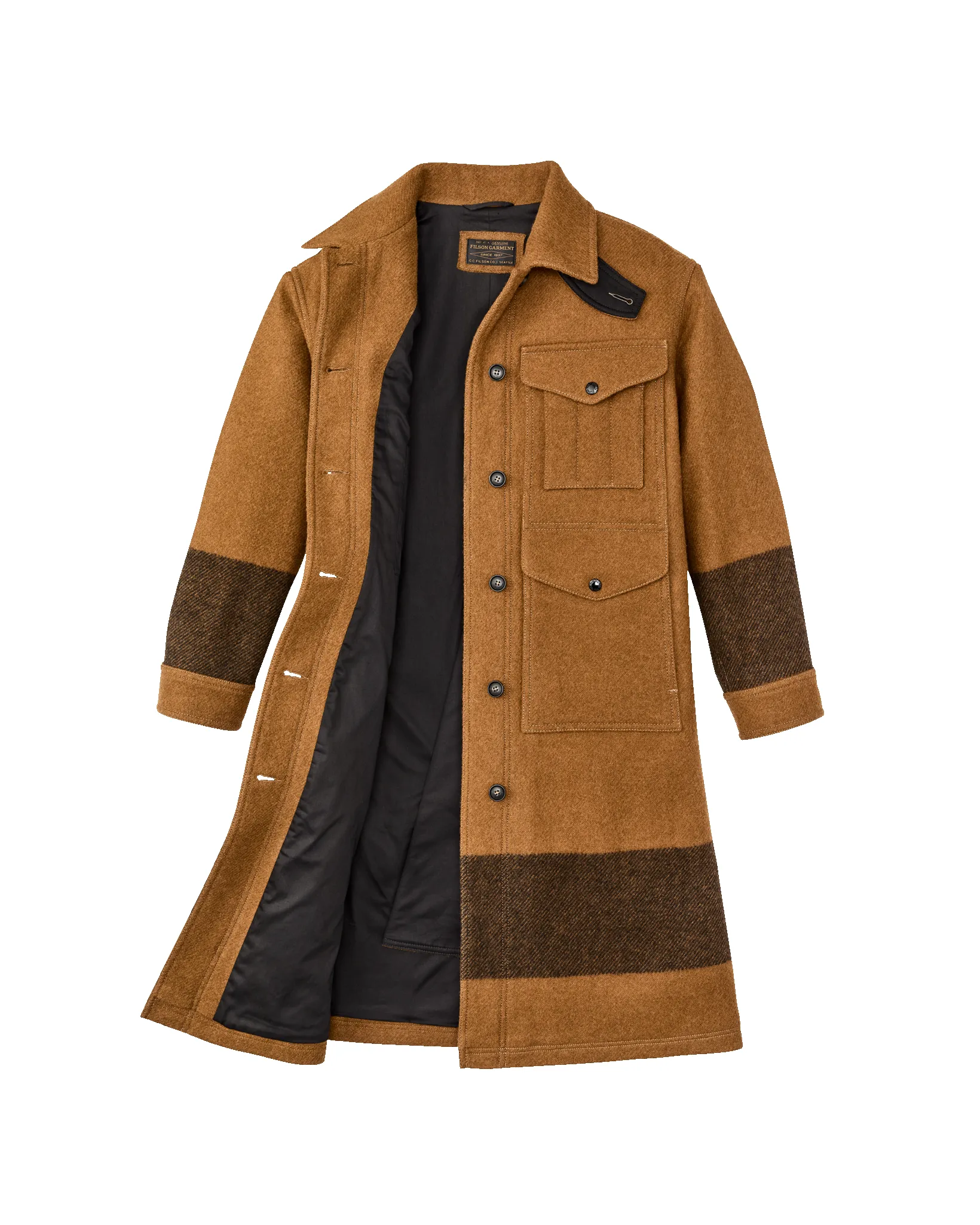 Women's Wool Long Cruiser Coat - Whiskey / Black Stripe sold by Filson product image thumbnail 5