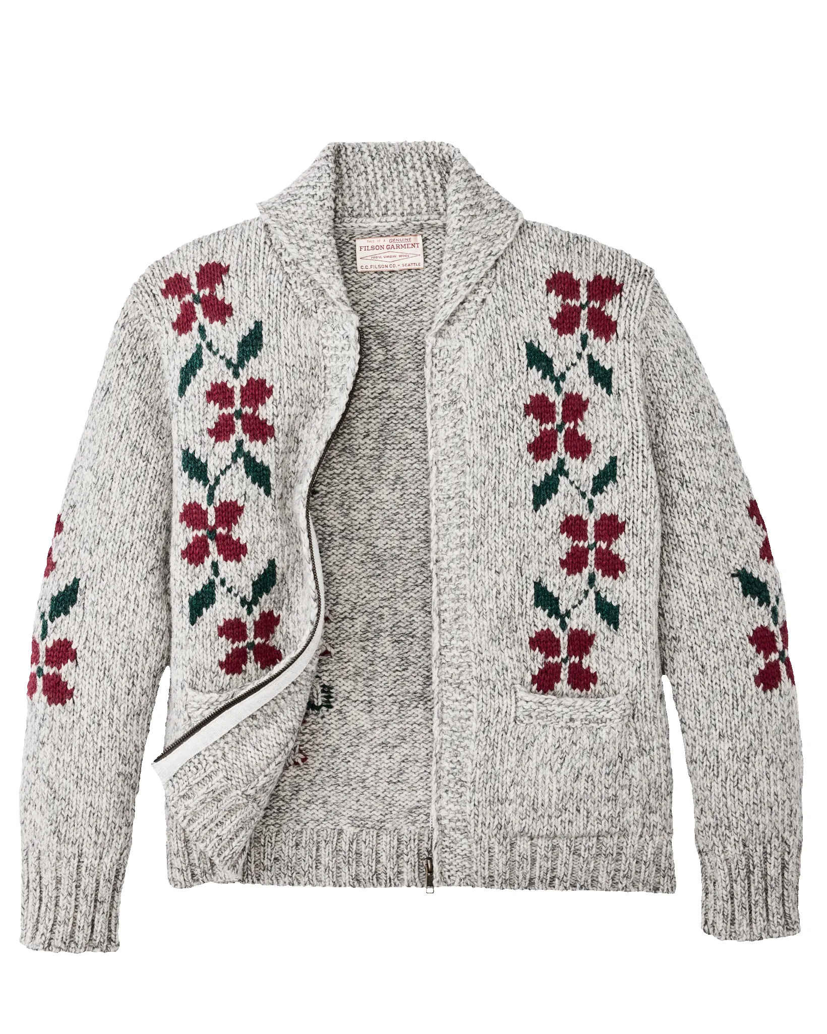 Women's Zippered Wool Sweater - Gray / Flower sold by Filson product image thumbnail 3