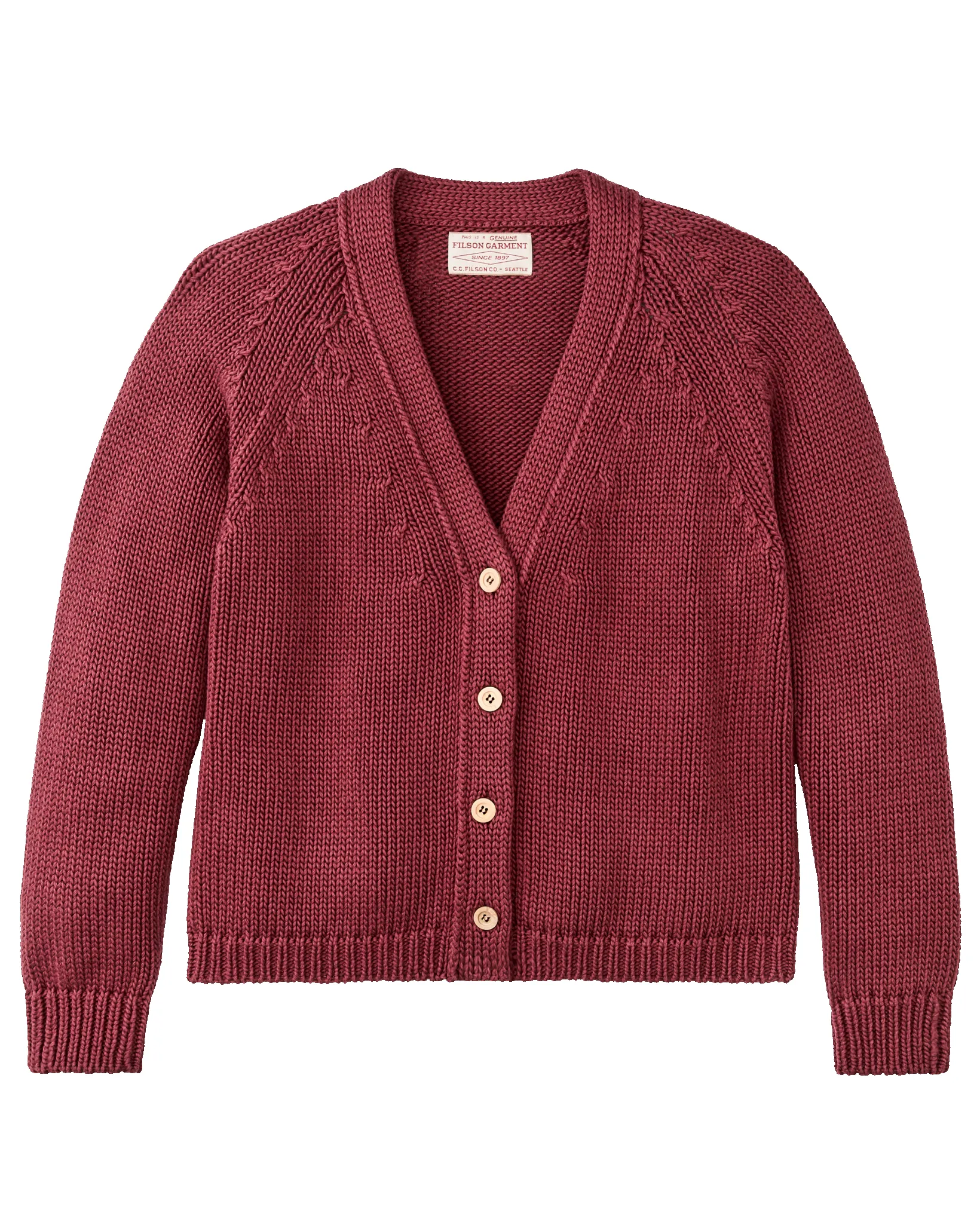 Women's Rustic Cotton Cardigan - Burgundy sold by Filson