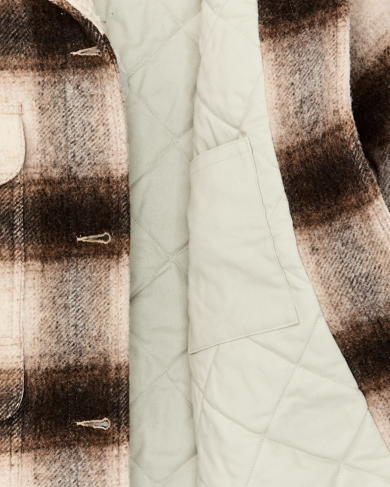 Women's Kodiak Shawl Collar Coat - Cream / Brown Shadow Plaid sold by Filson product image thumbnail 2