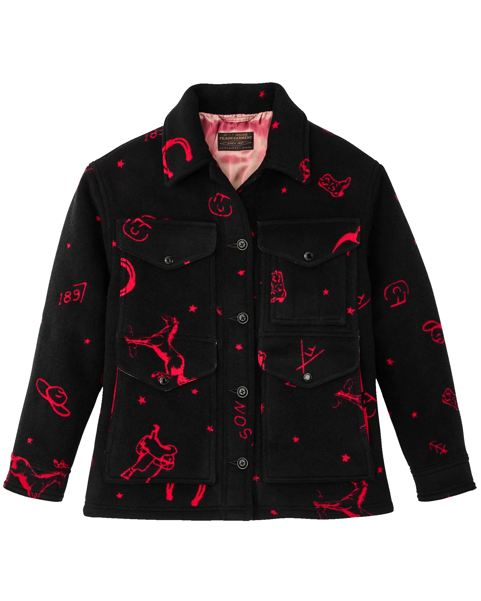 Women's Jacquard Wool Cruiser Jacket - Black / Red Western sold by Filson product image thumbnail 4