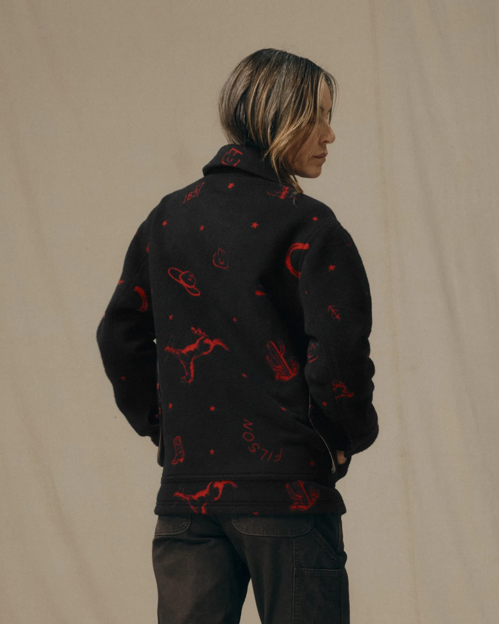Women's Jacquard Wool Cruiser Jacket - Black / Red Western sold by Filson product image thumbnail 2