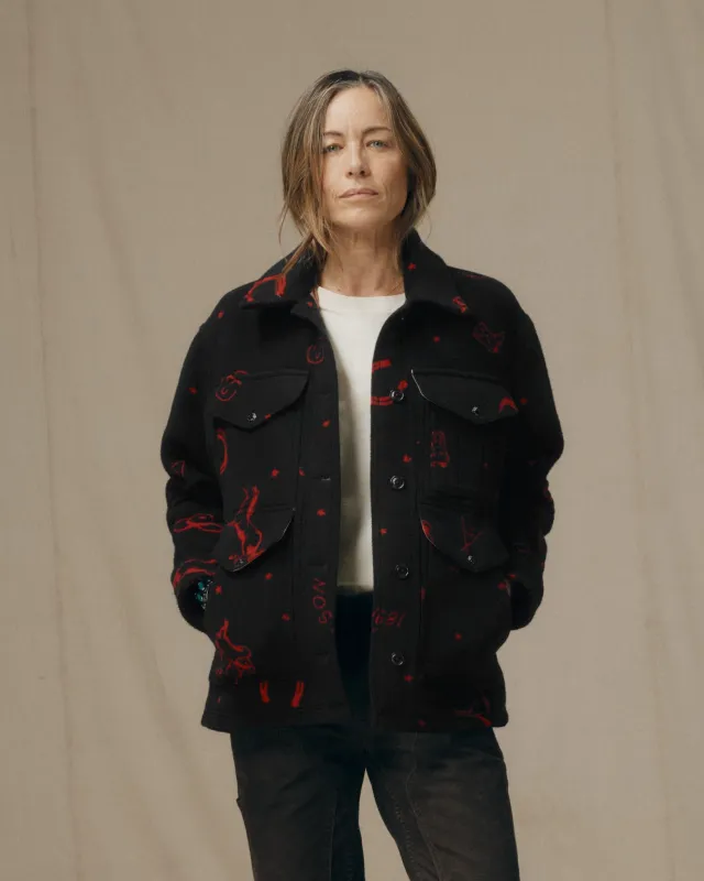Women's Jacquard Wool Cruiser Jacket - Black / Red Western sold by Filson