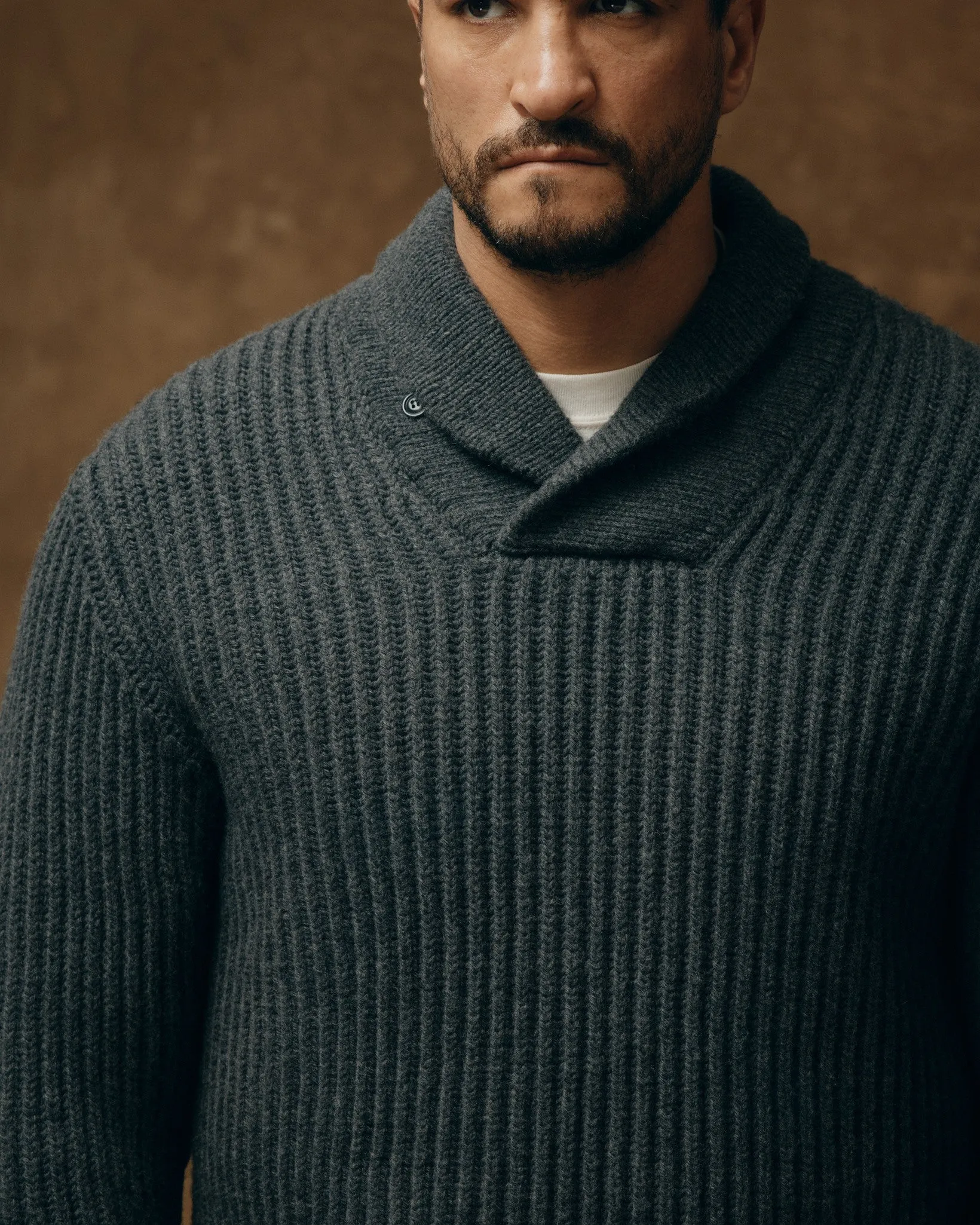 Bristol Shawl Neck Sweater - Gray Heather / Dark Charcoal Stripe sold by Filson product image thumbnail 2