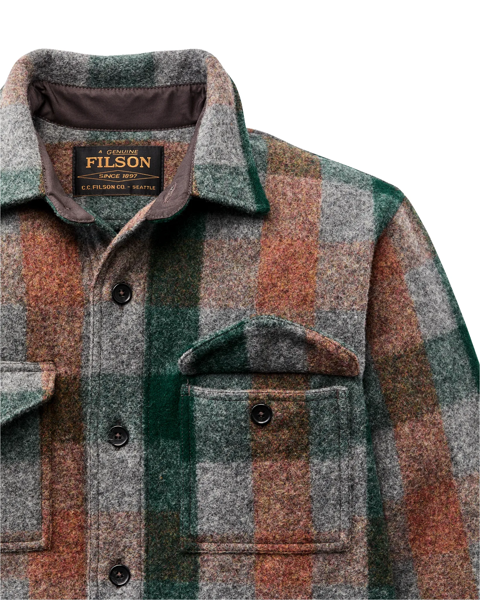 Mackinaw Wool Jac-shirt - Green / Orange / Gray Plaid sold by Filson product image thumbnail 4