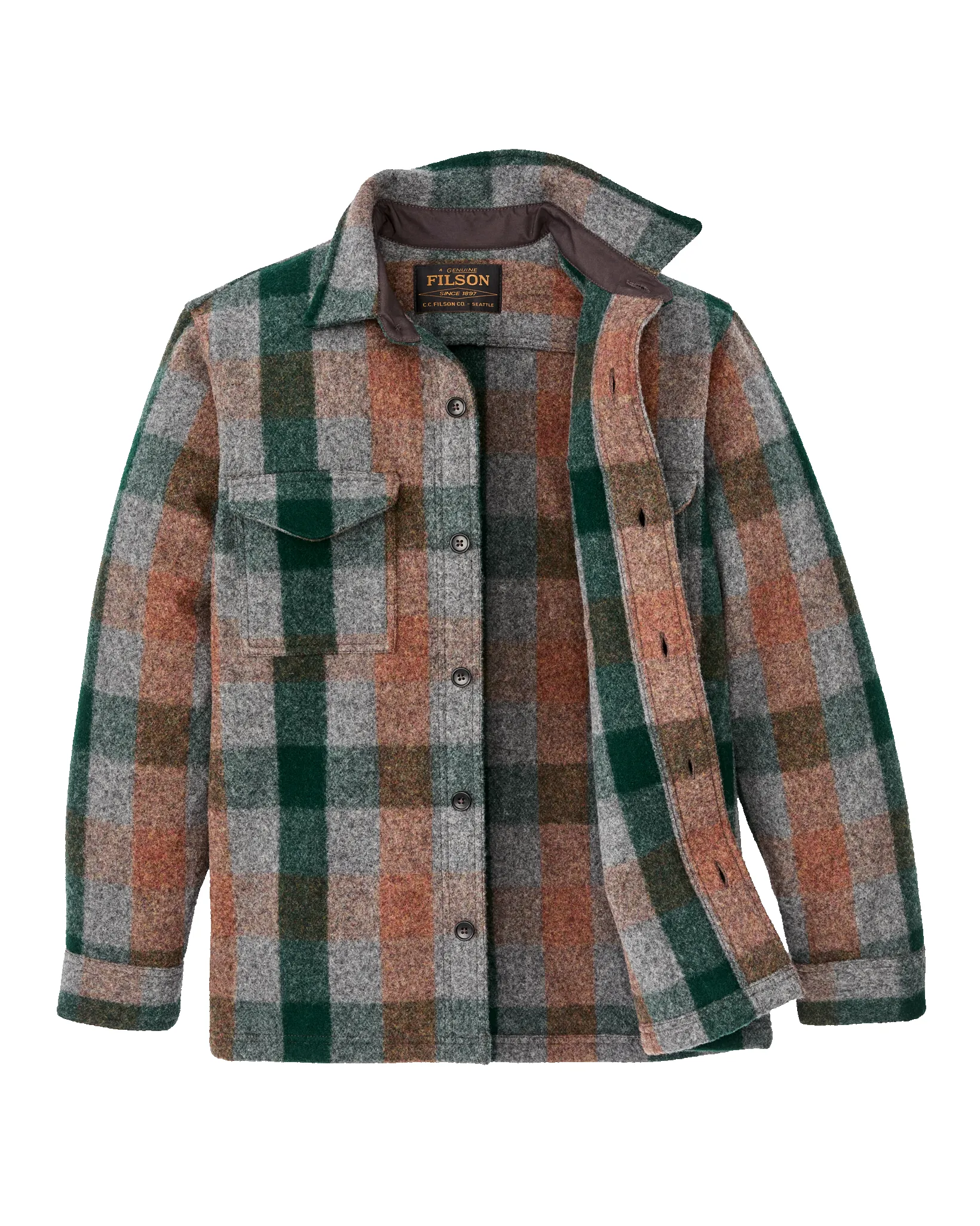 Mackinaw Wool Jac-shirt - Green / Orange / Gray Plaid sold by Filson product image thumbnail 3