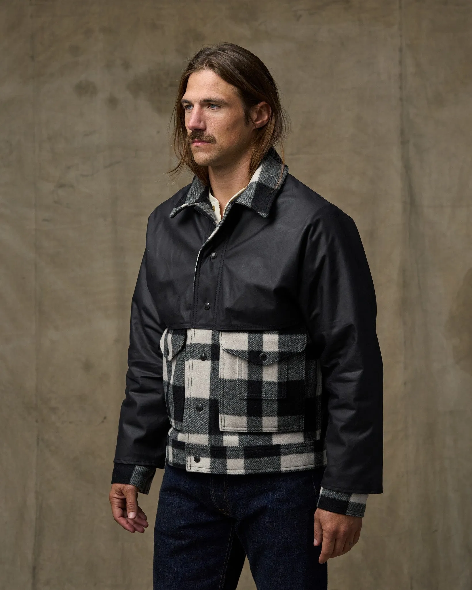 Mackinaw Wool Caped Jacket - Natural Black Plaid Navy sold by Filson product image thumbnail 3