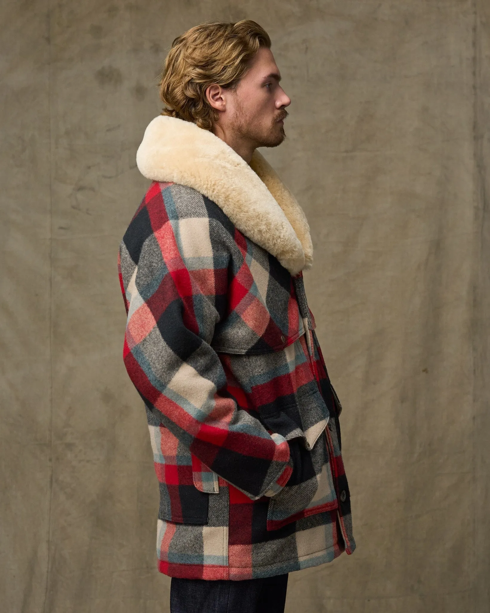 Lined Mackinaw Wool Packer Coat - Red / Cream / Blue Plaid sold by Filson product image thumbnail 3