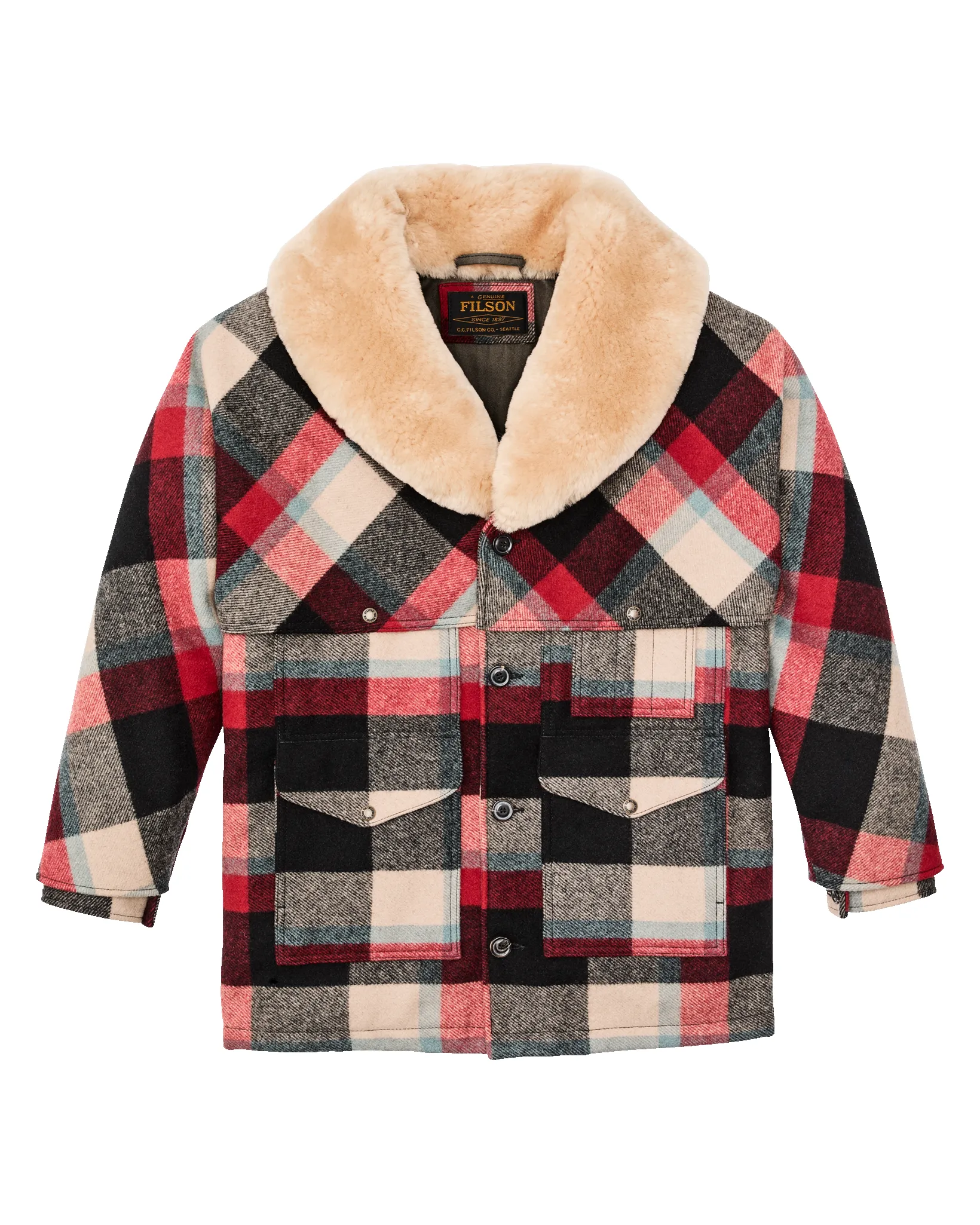 Lined Mackinaw Wool Packer Coat - Red / Cream / Blue Plaid sold by Filson product image thumbnail 4