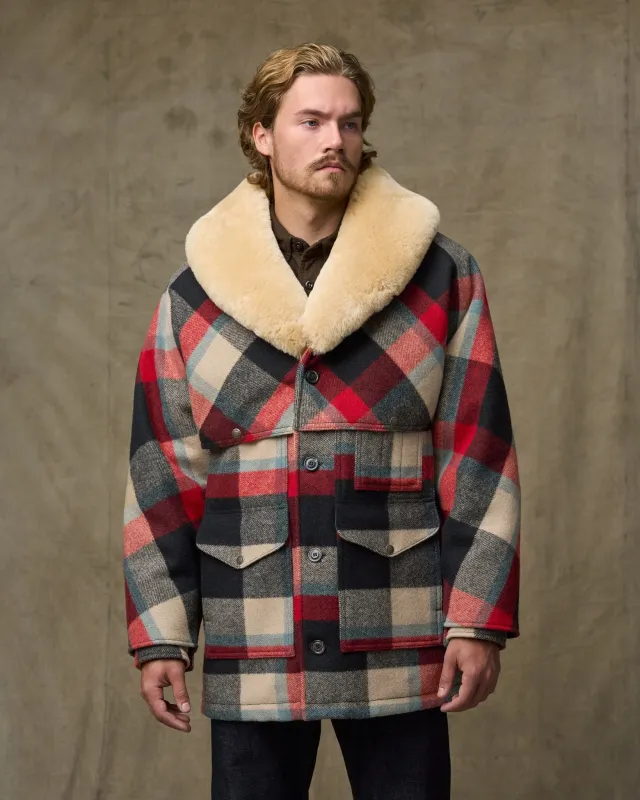 Lined Mackinaw Wool Packer Coat - Red / Cream / Blue Plaid sold by Filson