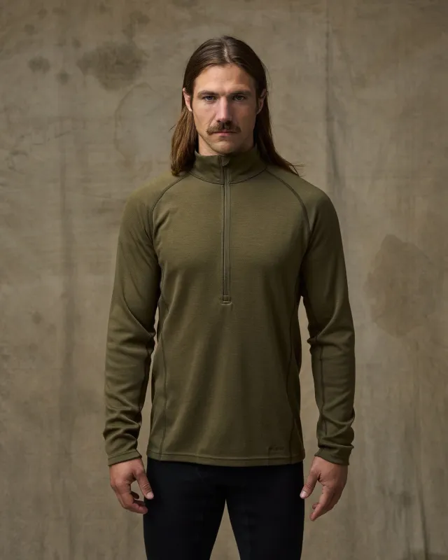 400g Merino Wool Long Sleeve Half-zip - Dark Olive sold by Filson