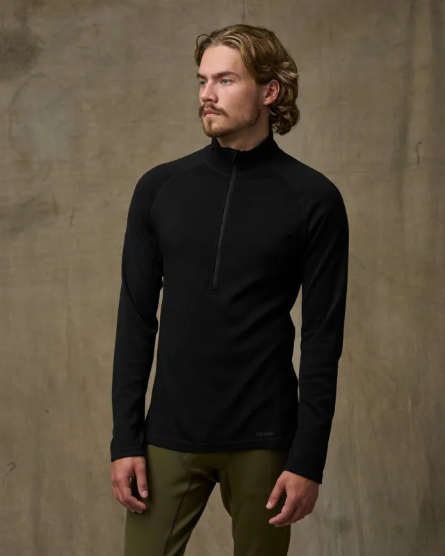 400g Merino Wool Long Sleeve Half-zip - Black sold by Filson
