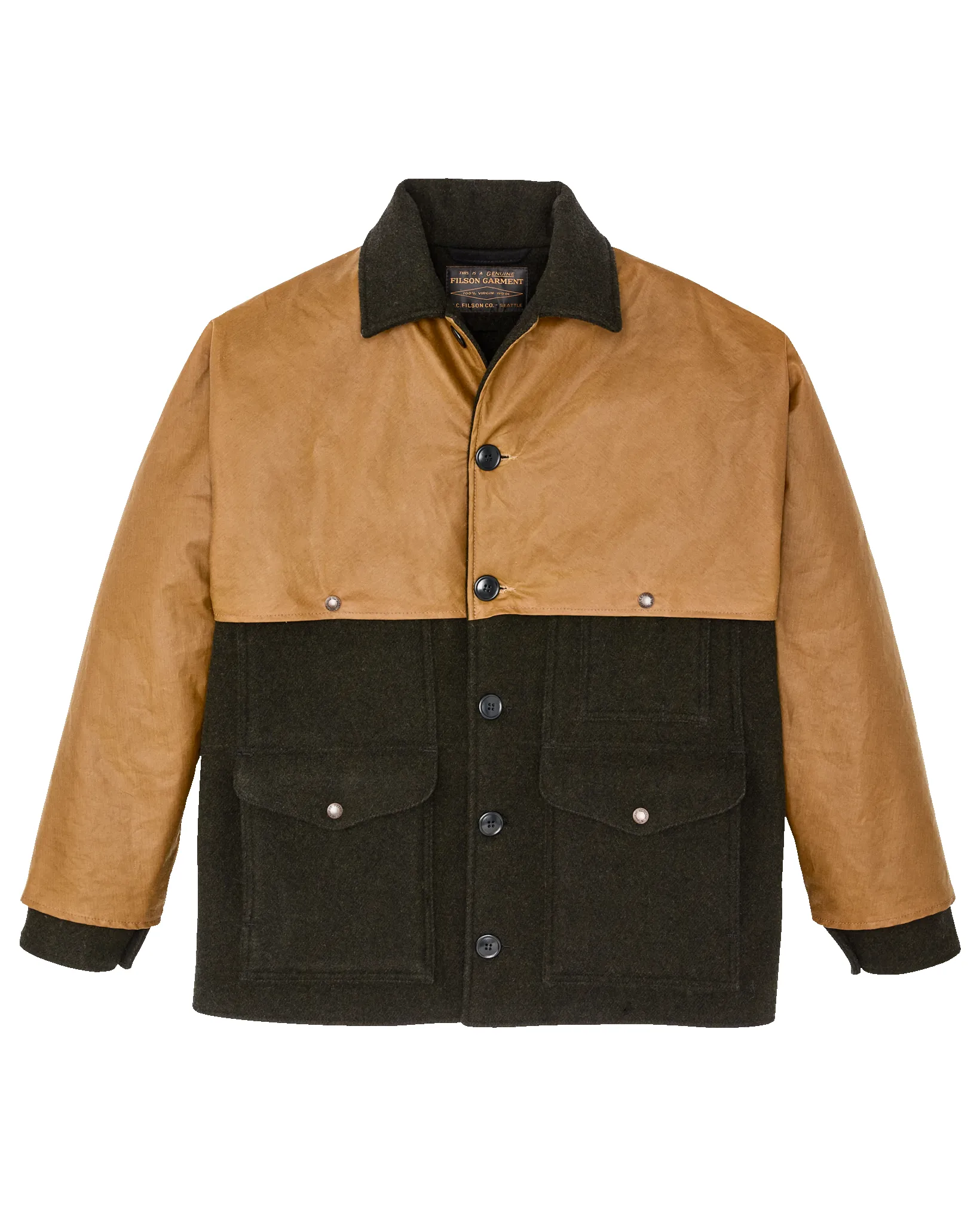 Mackinaw Wool Caped Cruiser Jacket - Peat Black / Dark Tan sold by Filson product image thumbnail 4