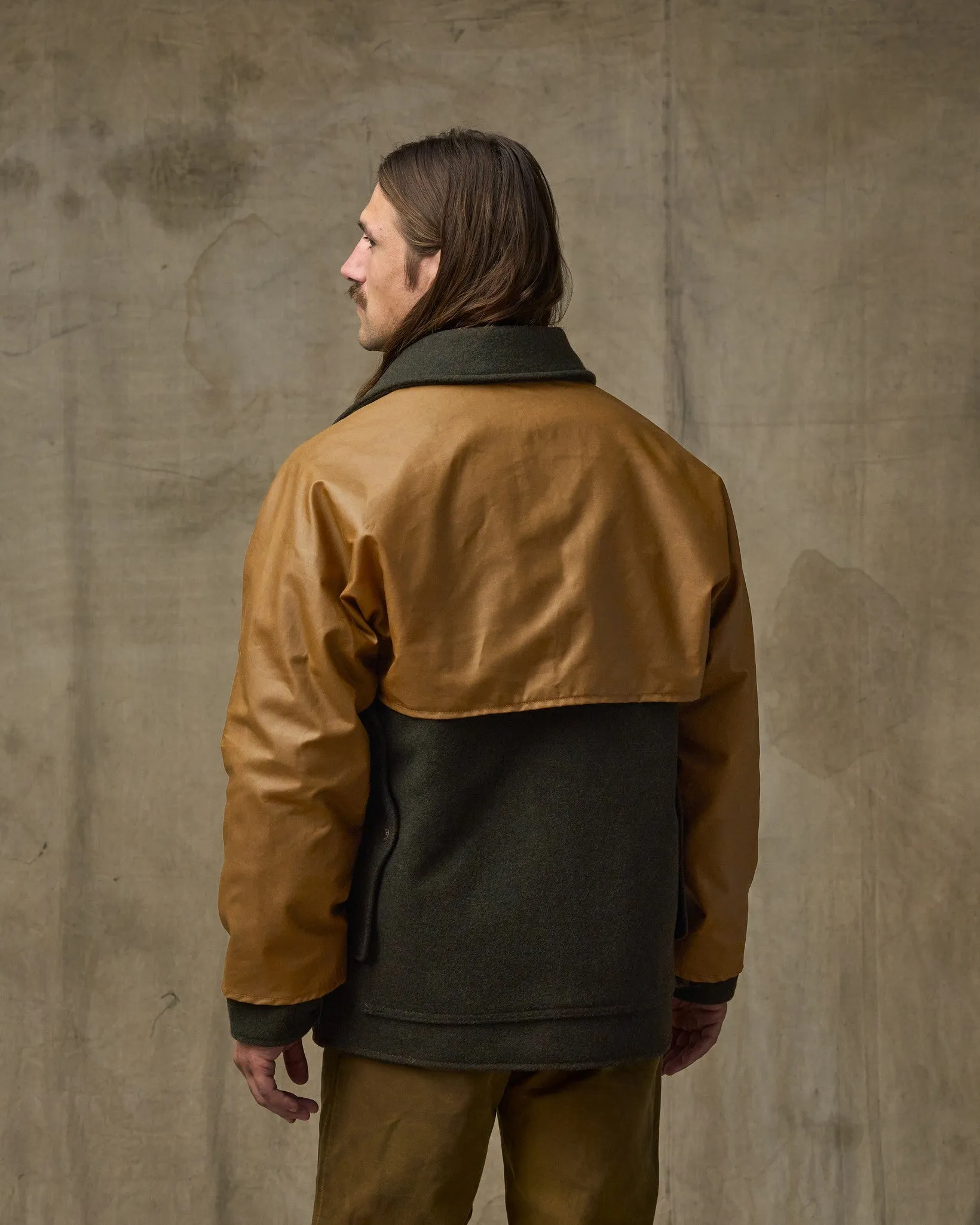 Mackinaw Wool Caped Cruiser Jacket - Peat Black / Dark Tan sold by Filson product image thumbnail 2