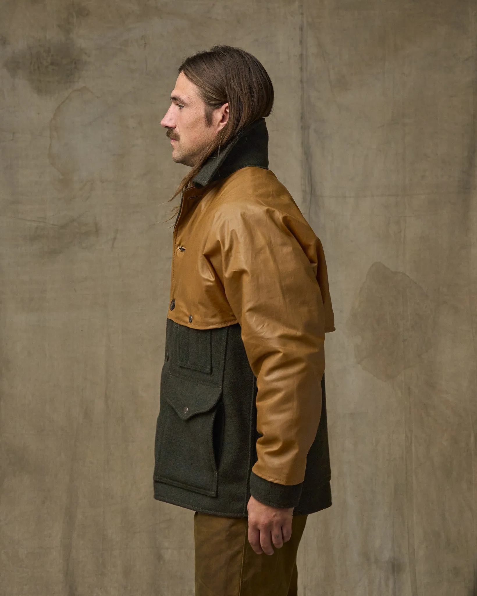 Mackinaw Wool Caped Cruiser Jacket - Peat Black / Dark Tan sold by Filson product image thumbnail 3