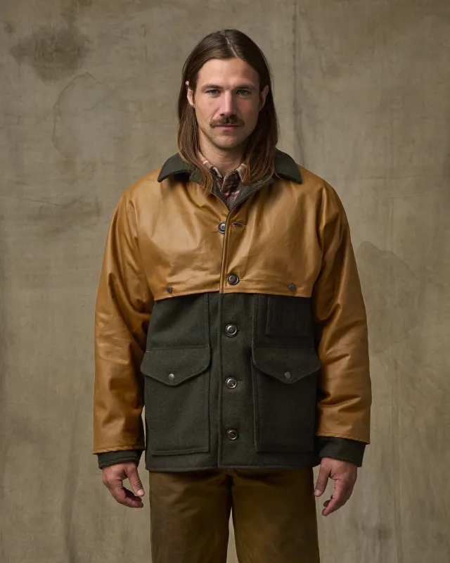 Mackinaw Wool Caped Cruiser Jacket - Peat Black / Dark Tan sold by Filson