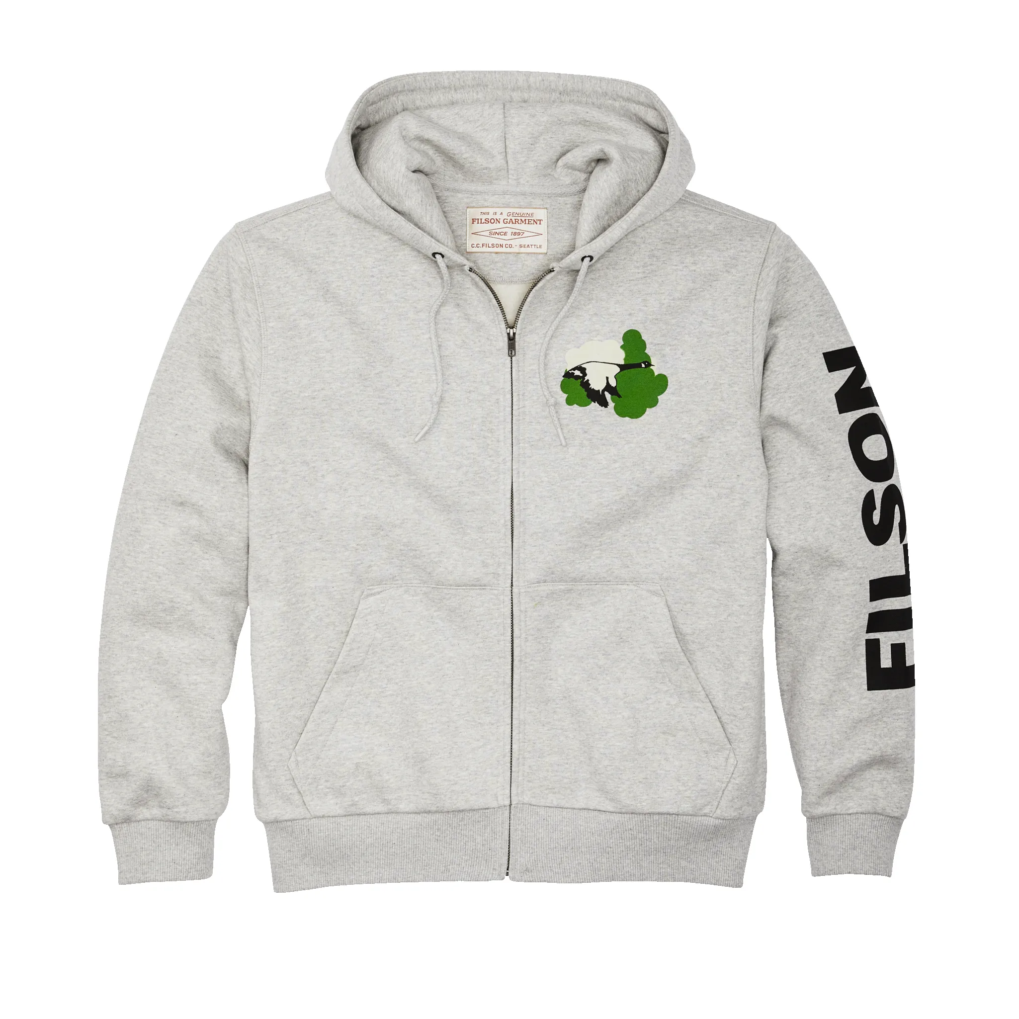 Prospector Graphic Full-zip Hoodie - Light Heather Gray / Game sold by Filson