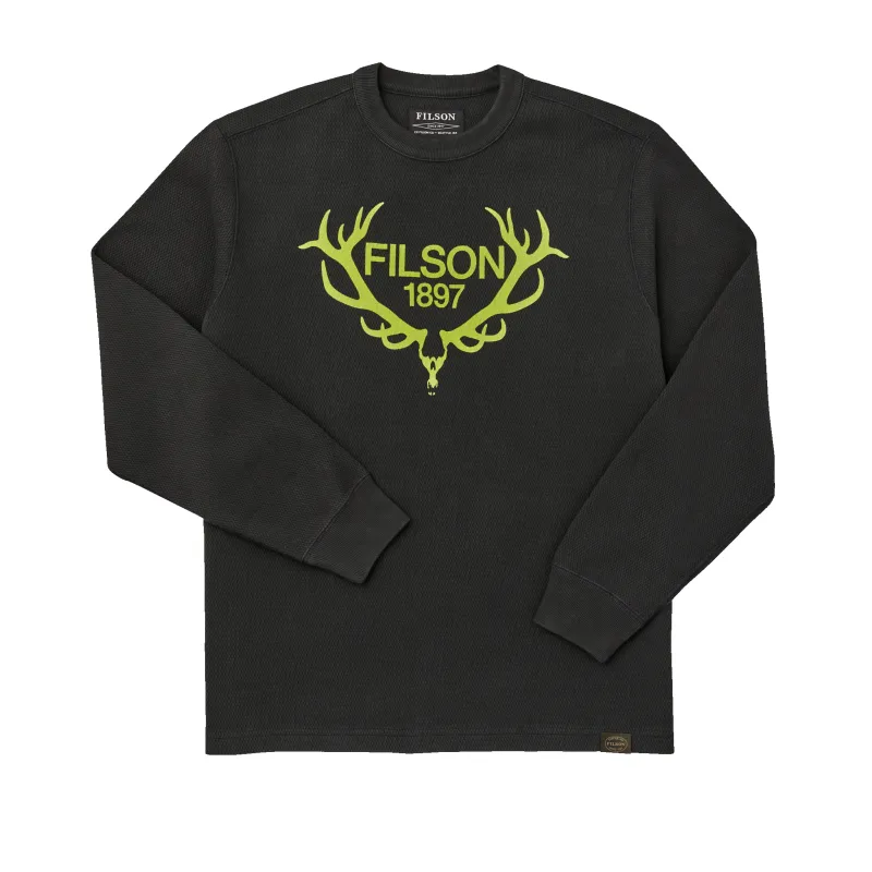 Waffle Knit Graphic Thermal Crewneck - Faded Black/ Stag sold by Filson