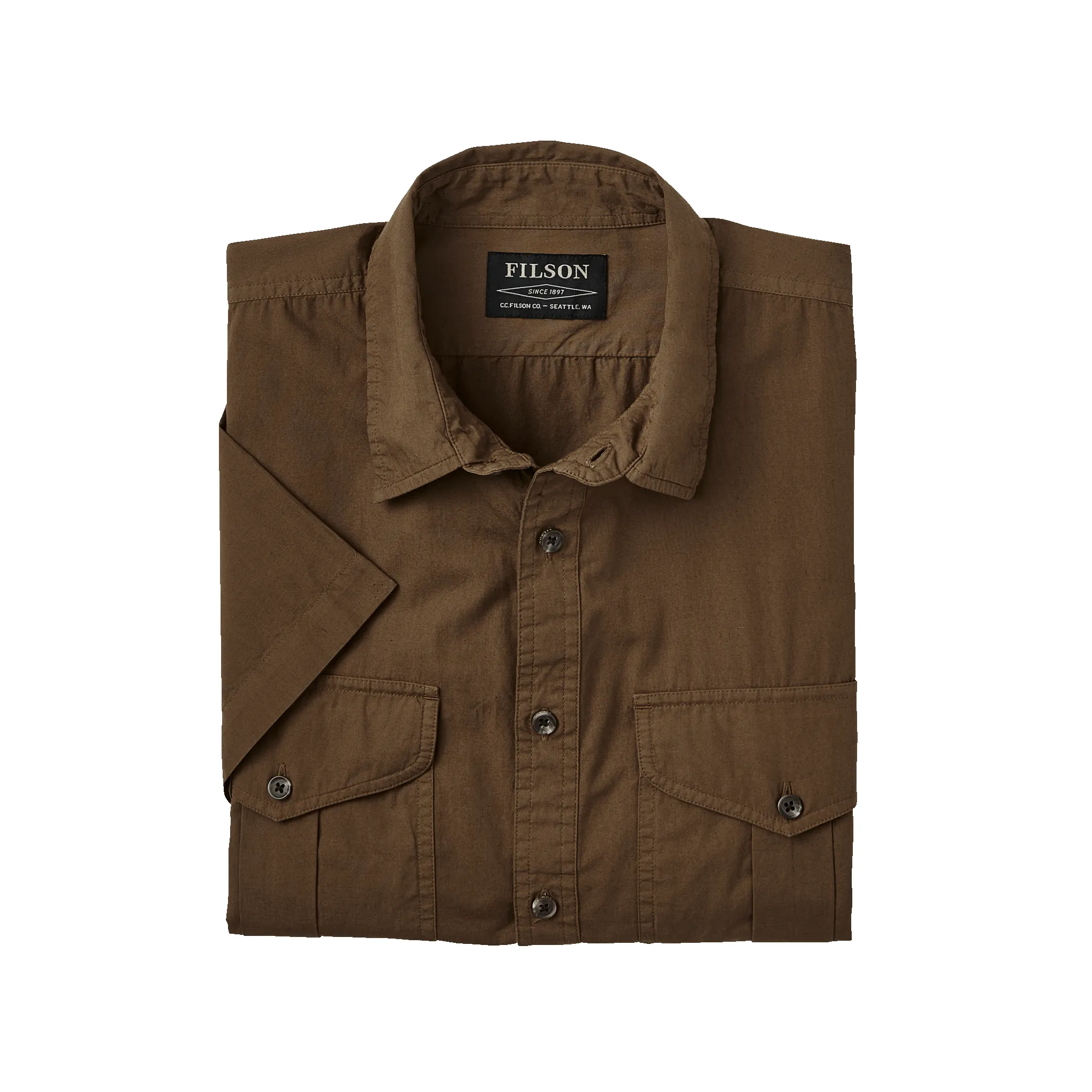 Filson's Washed Short Sleeve Feather Cloth Shirt - Lab Brown sold by Filson product image thumbnail 3