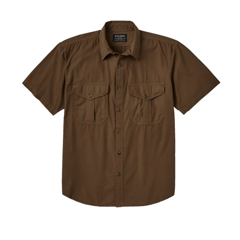 Filson's Washed Short Sleeve Feather Cloth Shirt - Lab Brown sold by Filson